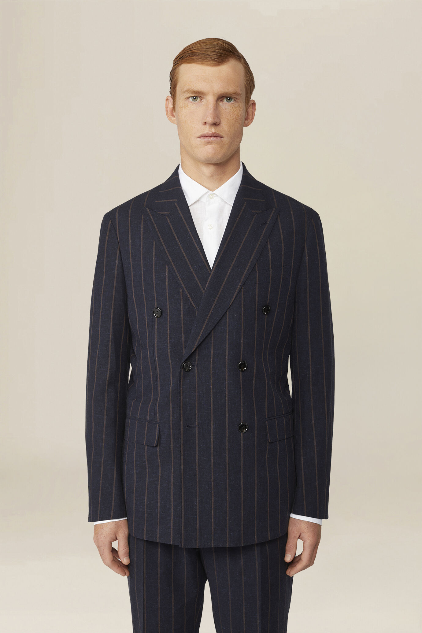 Giacca uomo doppiopetto sfoderata gessata image number 0