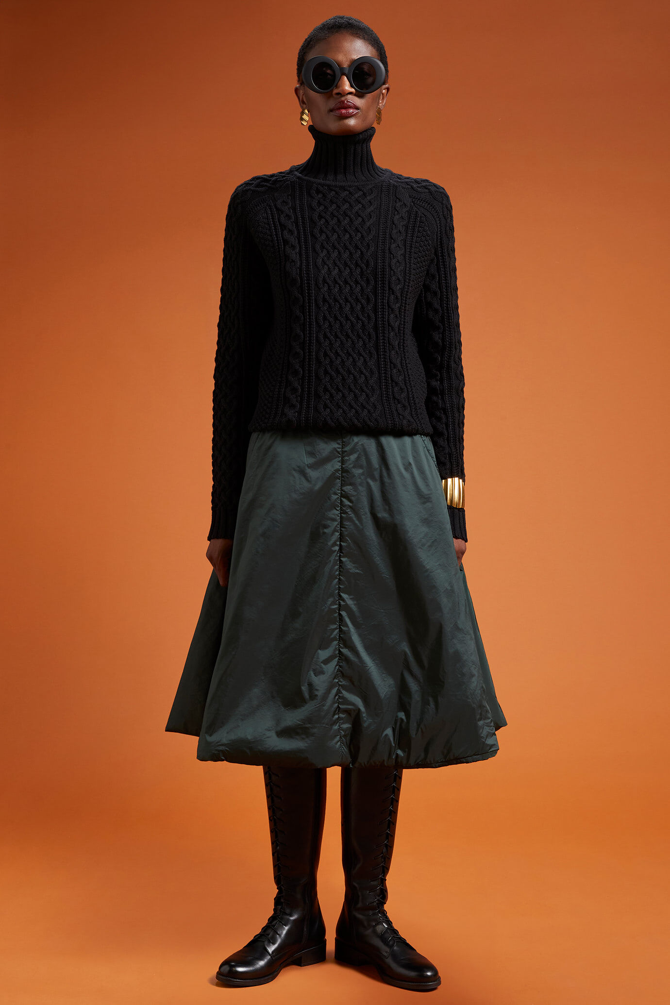Pull à col roulé pour femme, 100% coton avec torsades à motifs norvégiens image number 1