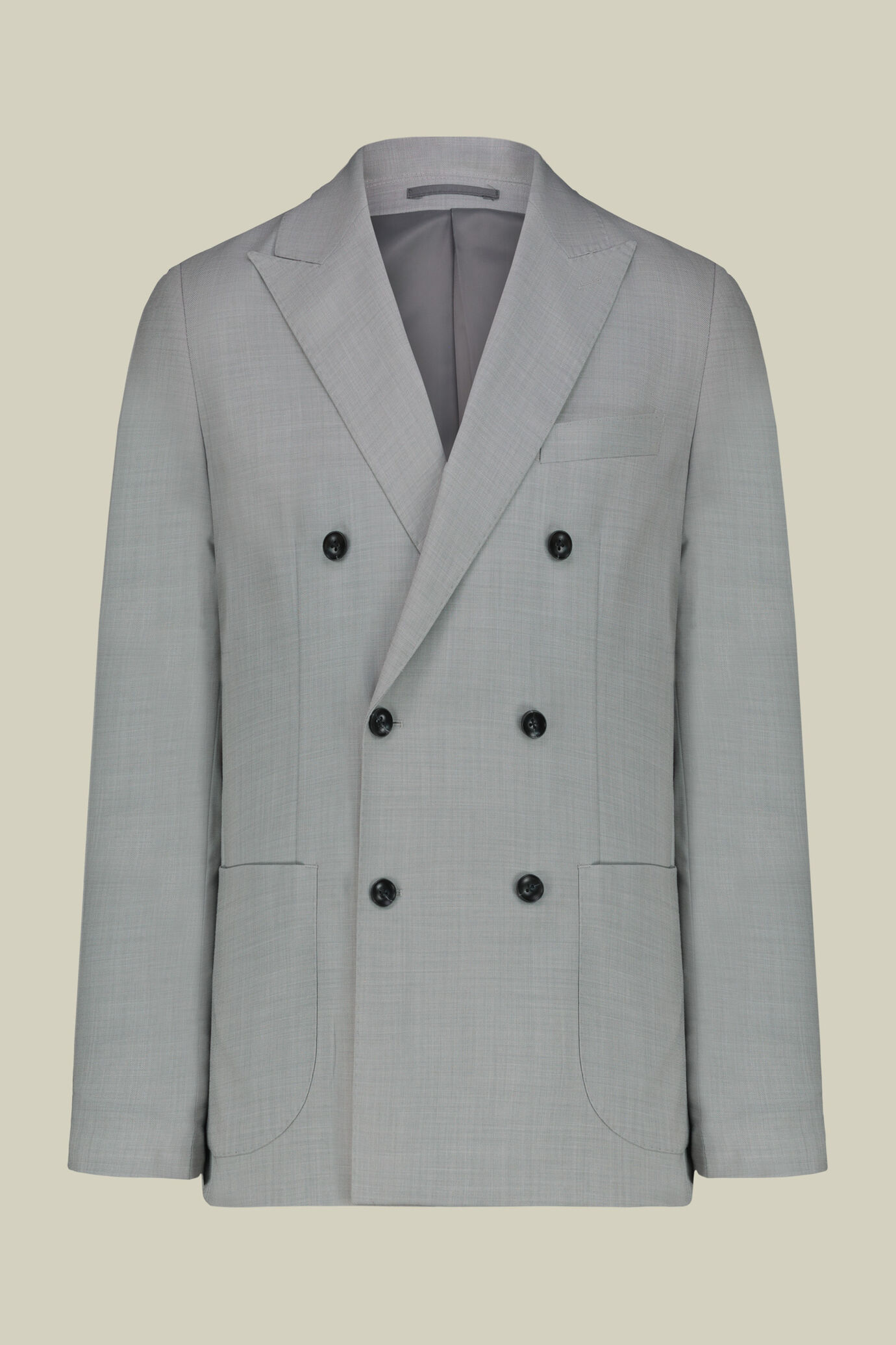 Costume homme croisé en tissu grisaille, coupe regular