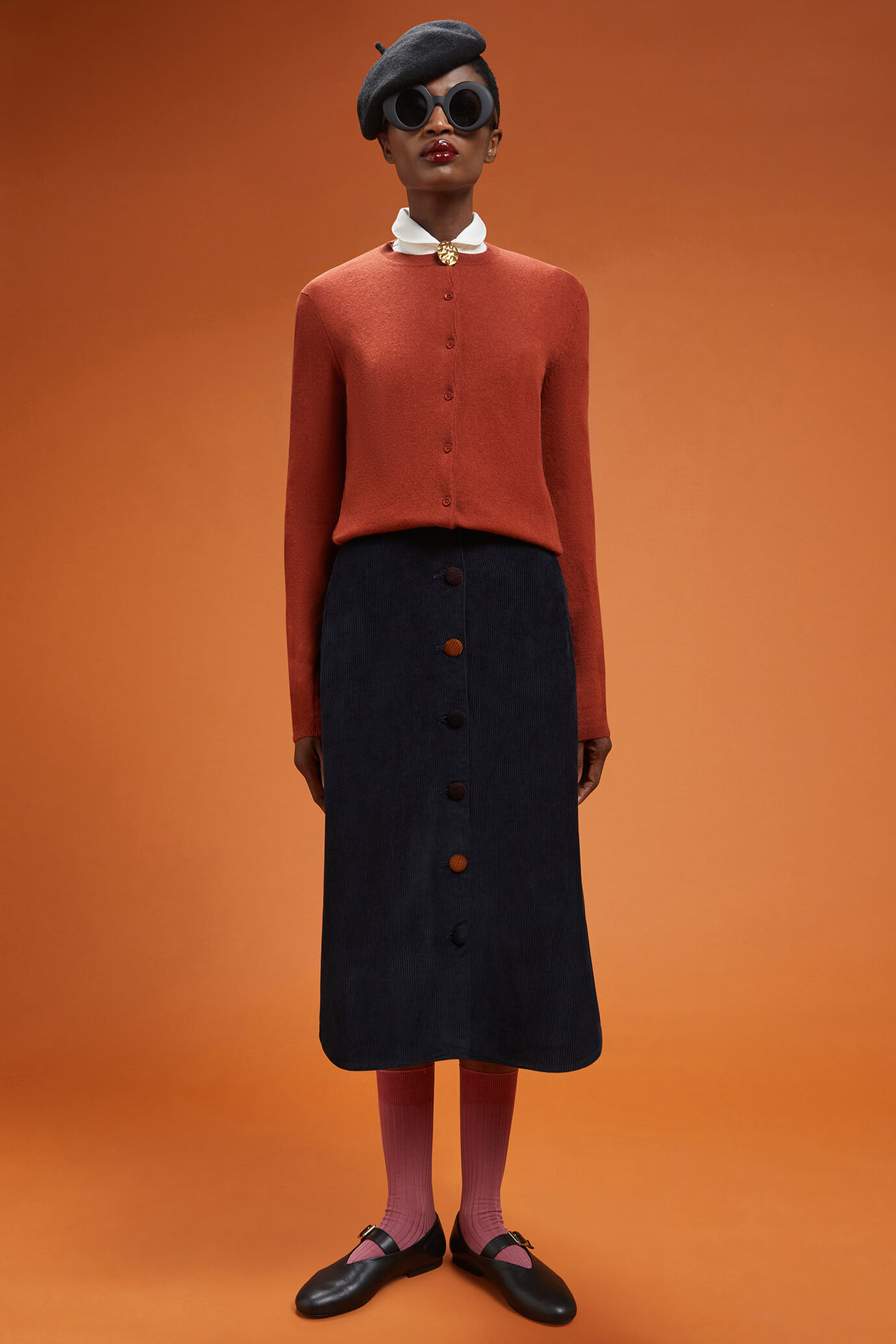 Cardigan donna girocollo misto lana e cachemire regular fit image number 1