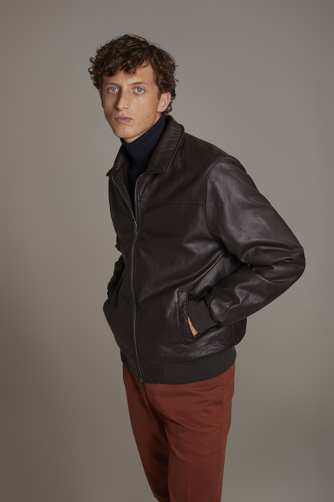 Padded eco leather jkt image number 2