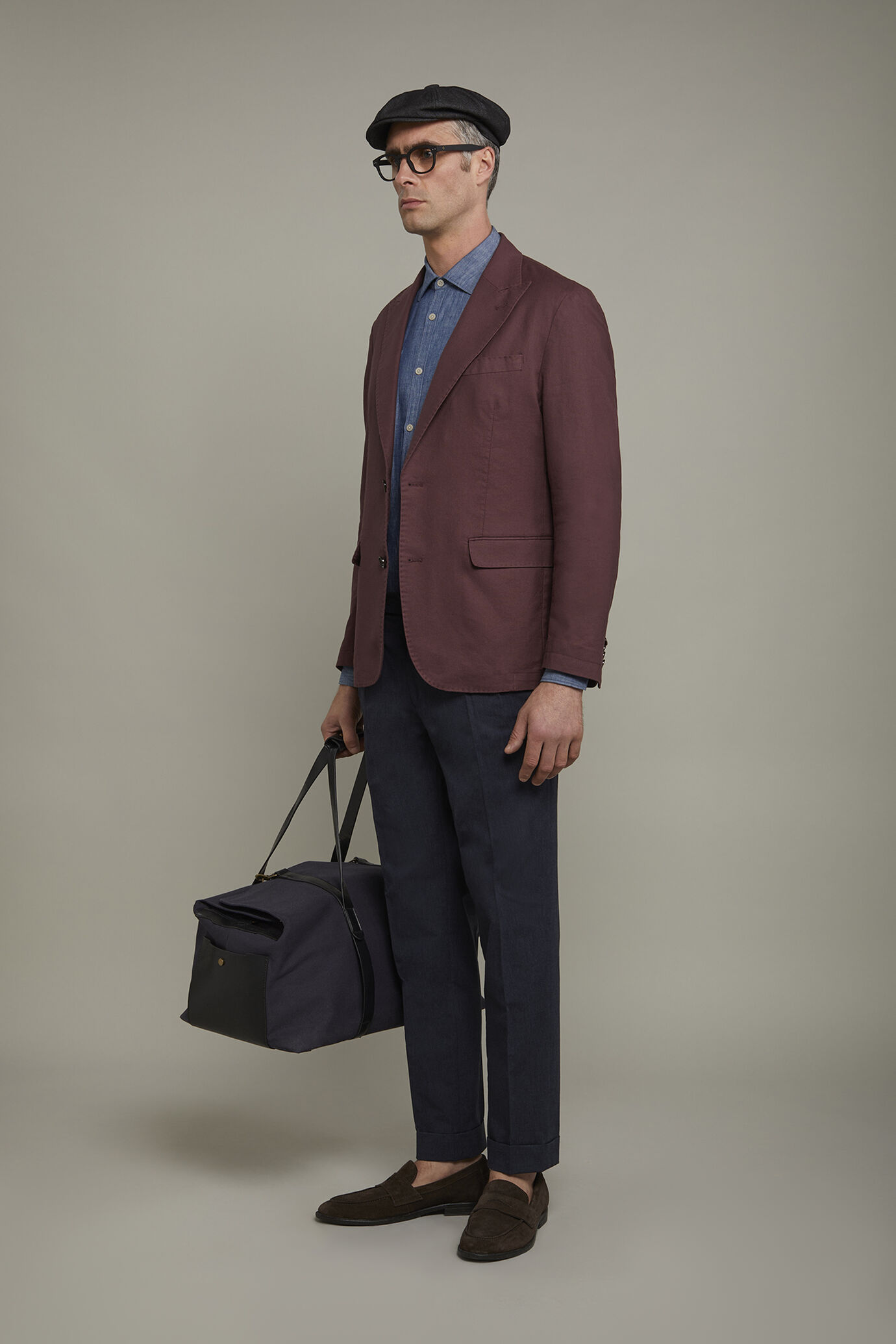 Men's single-breasted unlined linen and cotton blazer with regular fit lapels image number 1