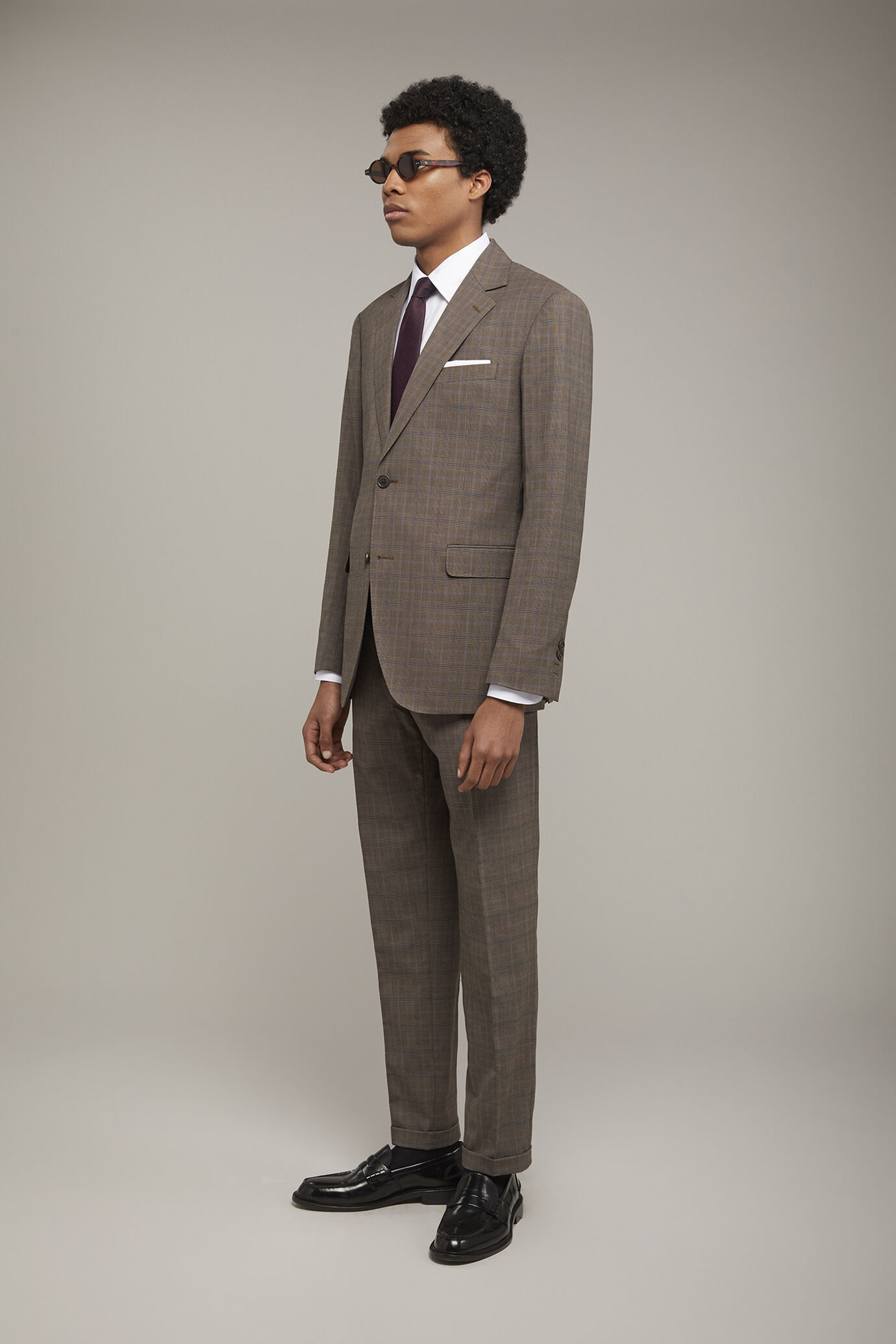 Men's single-breasted suit Prince of Wales stretch fabric image number 1