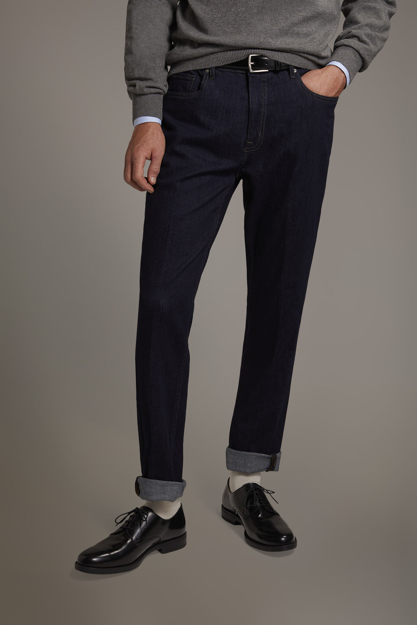 Regular fit denim 5 pockets trousers in denim fabric image number 3