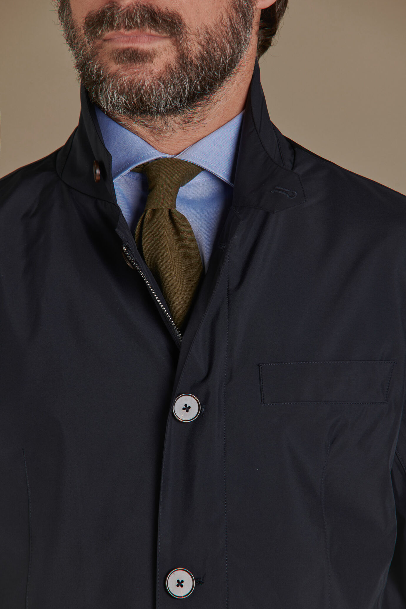 Field jacket sfoderata con tessuto tecnico image number 2