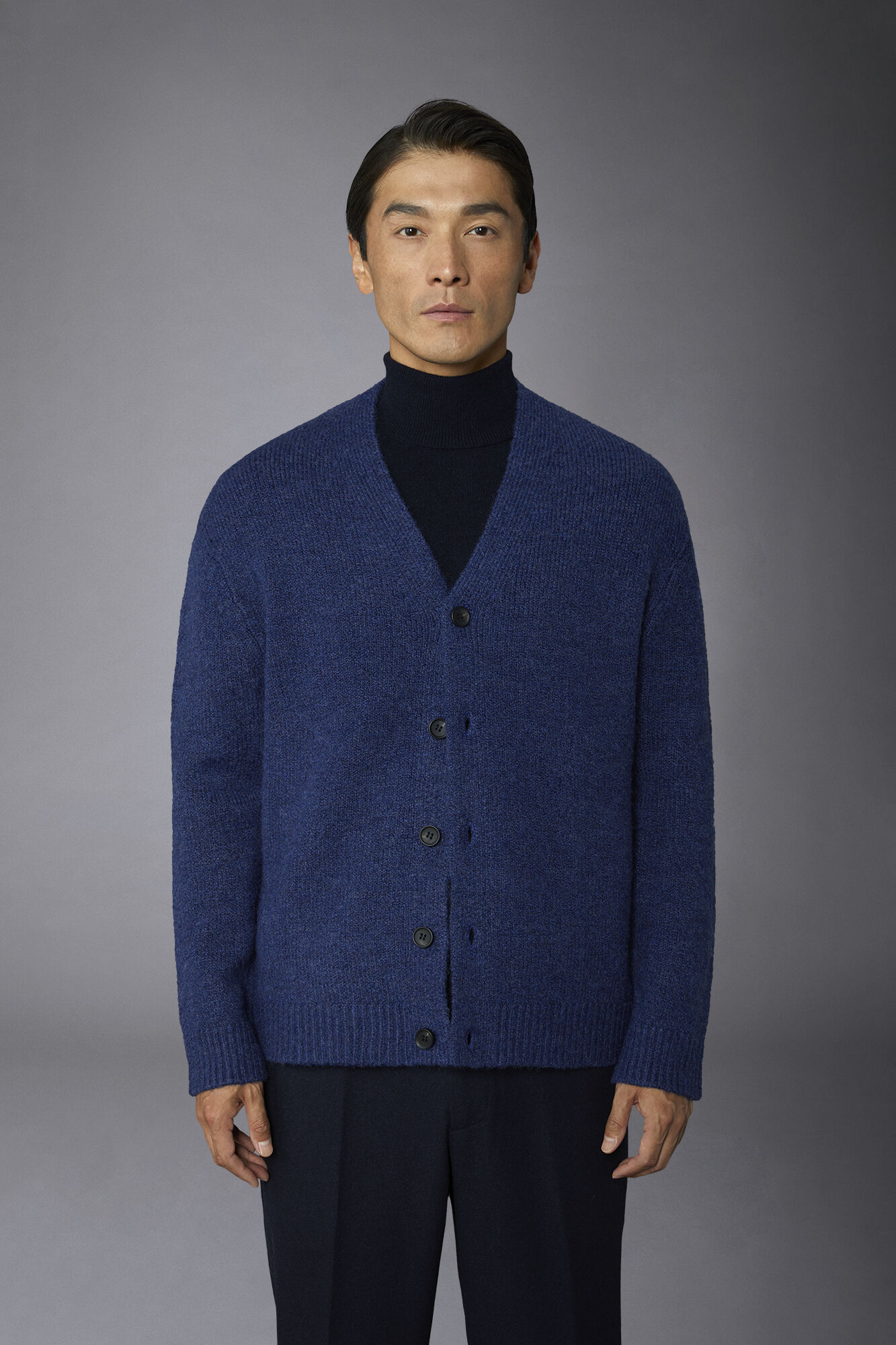Men s v neck cardigan with an alpaca wool component regular fit