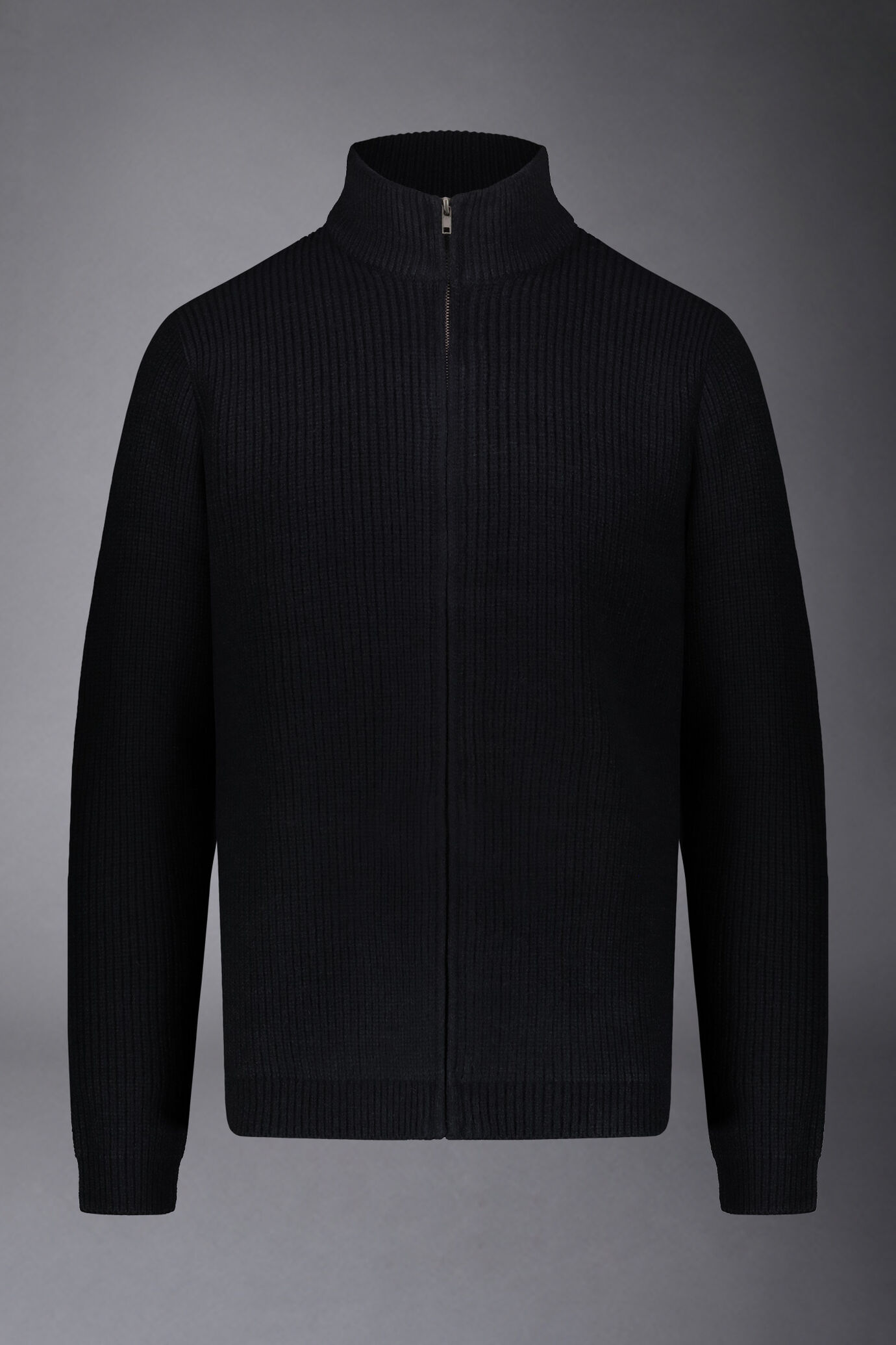 Cardigan uomo con zip a collo alto misto lana a costa inglese regular fit image number 4