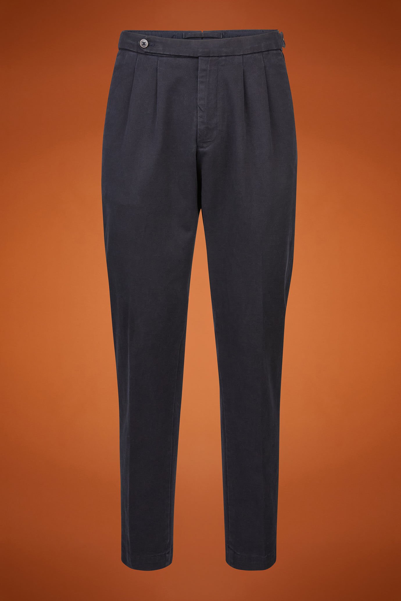 Pantalone uomo doppia pinces tessuto in tela diagonale regular fit
