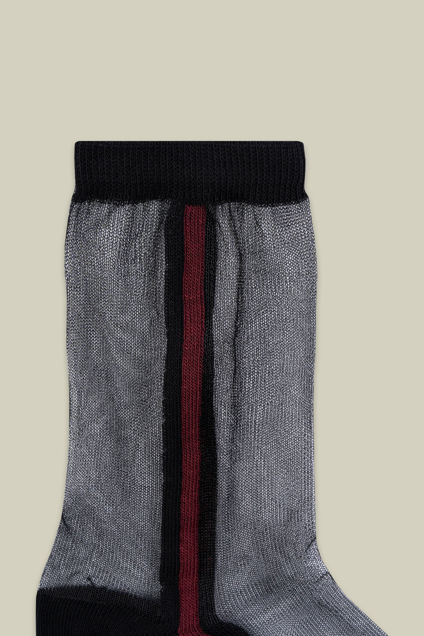 Transparente Damensocken mit seitlichen Streifen