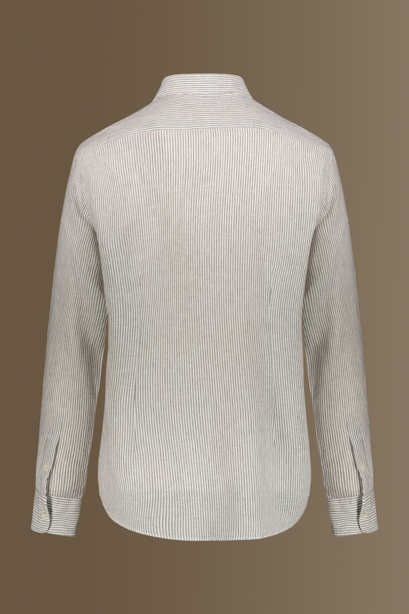 Camicia casual uomo collo francese misto lino a righe image number 5