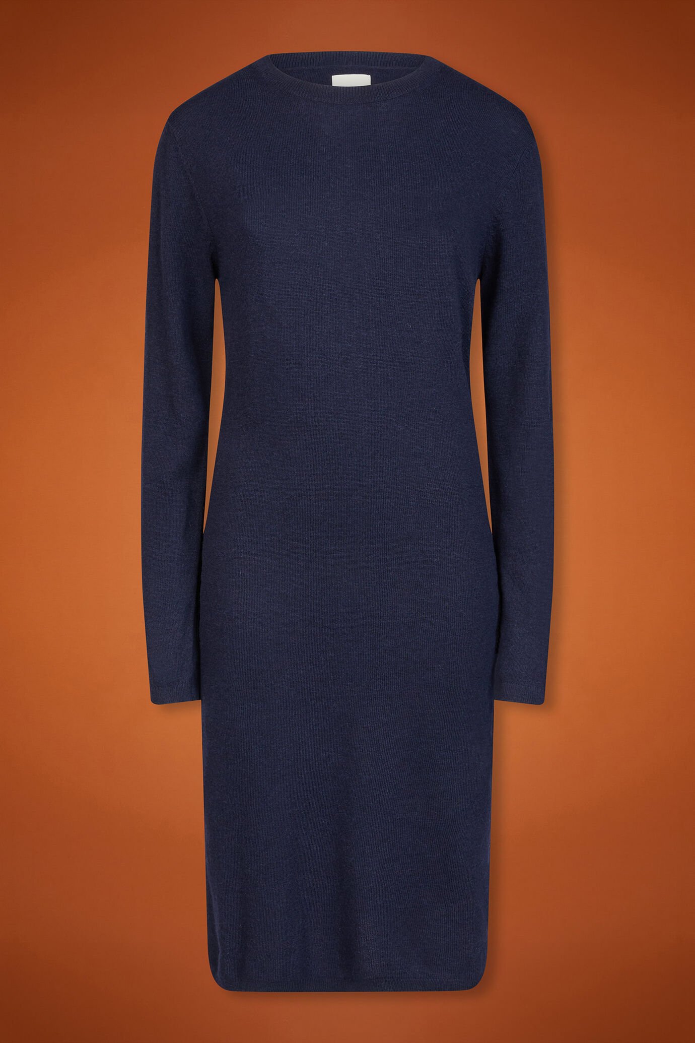 Robe femme en maille à col rond avec fentes latérales, coupe classique