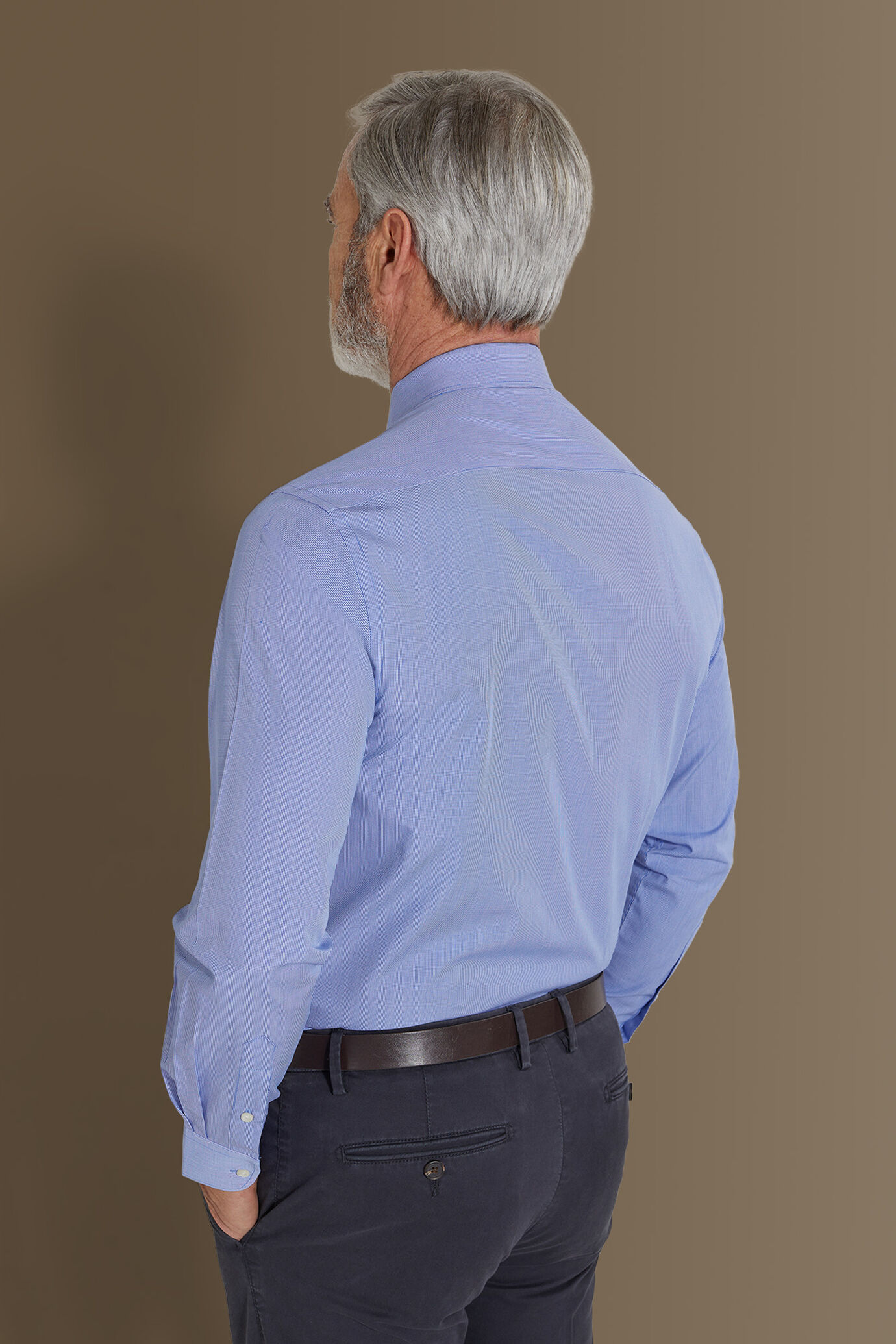 Camicia classica collo francese vichy armaturato uomo image number 2