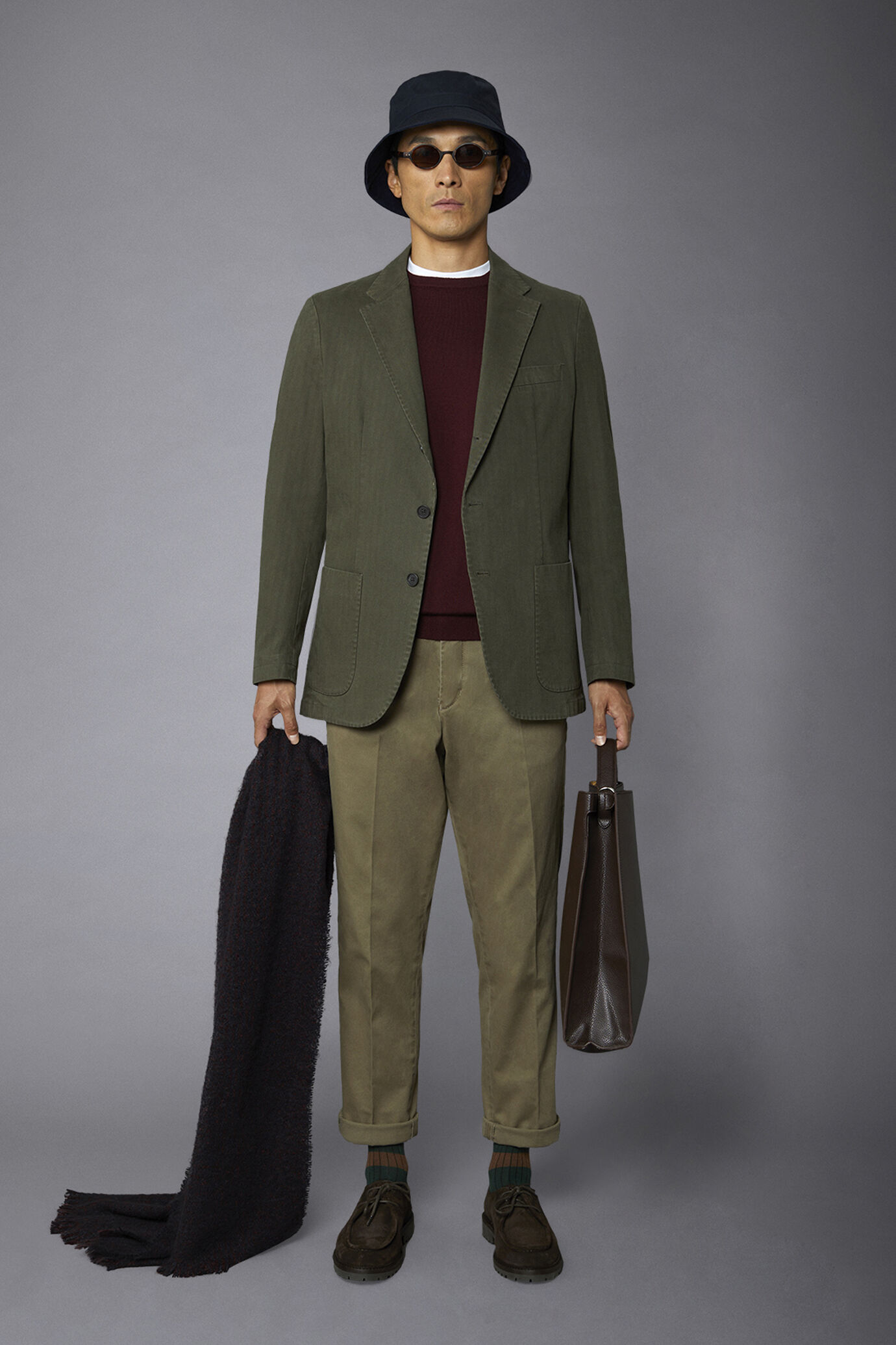 Einreihige Jacke mit aufgesetzter Tasche im Harringbone-Design Regular Fit image number 0