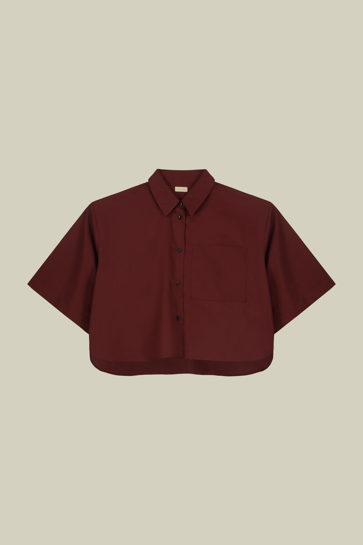 Chemise femme coupe boxy à manches courtes et bas arrondi