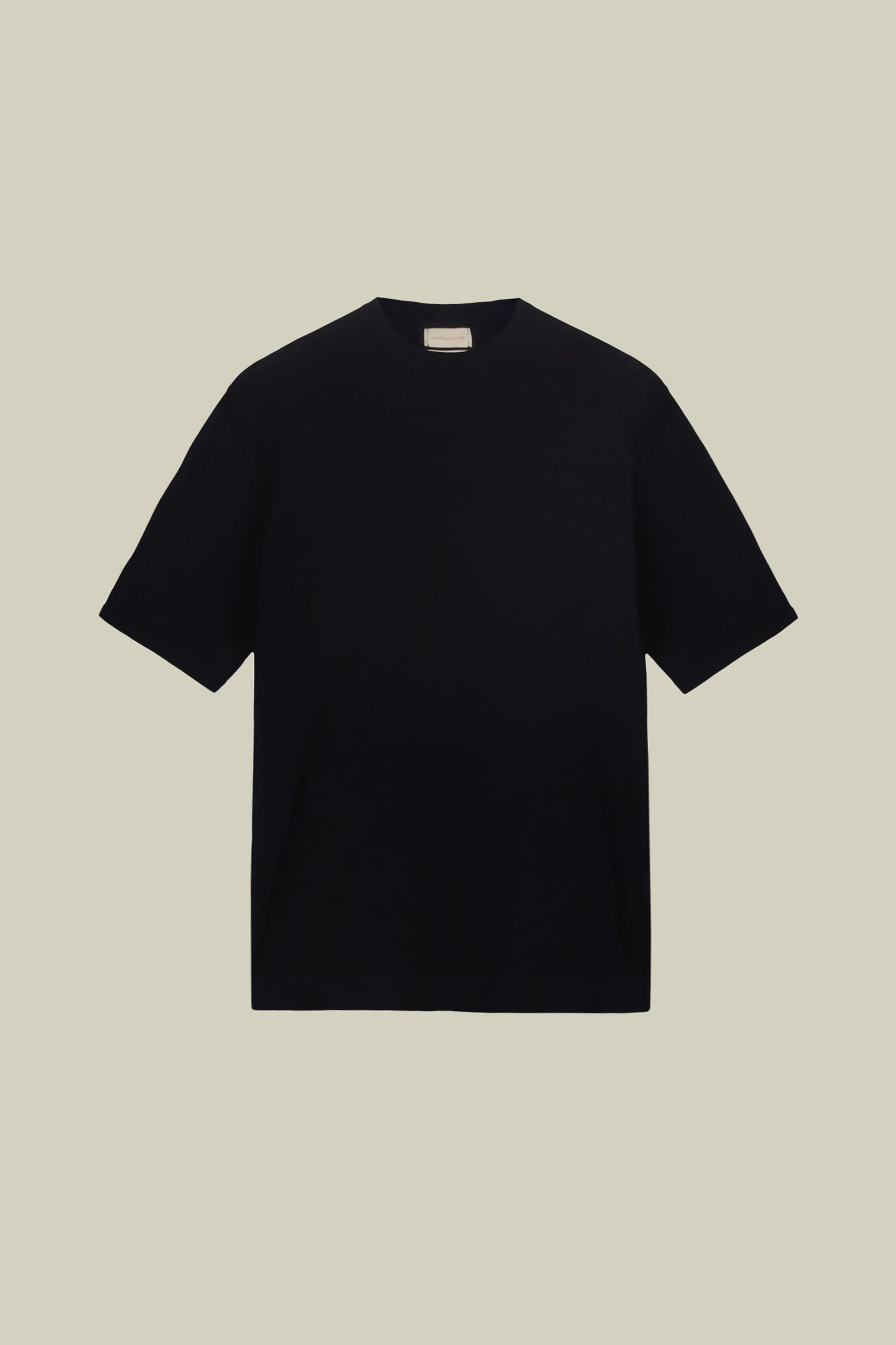 Men's short-sleeved knitted T-shirt in 100% double twisted cotton