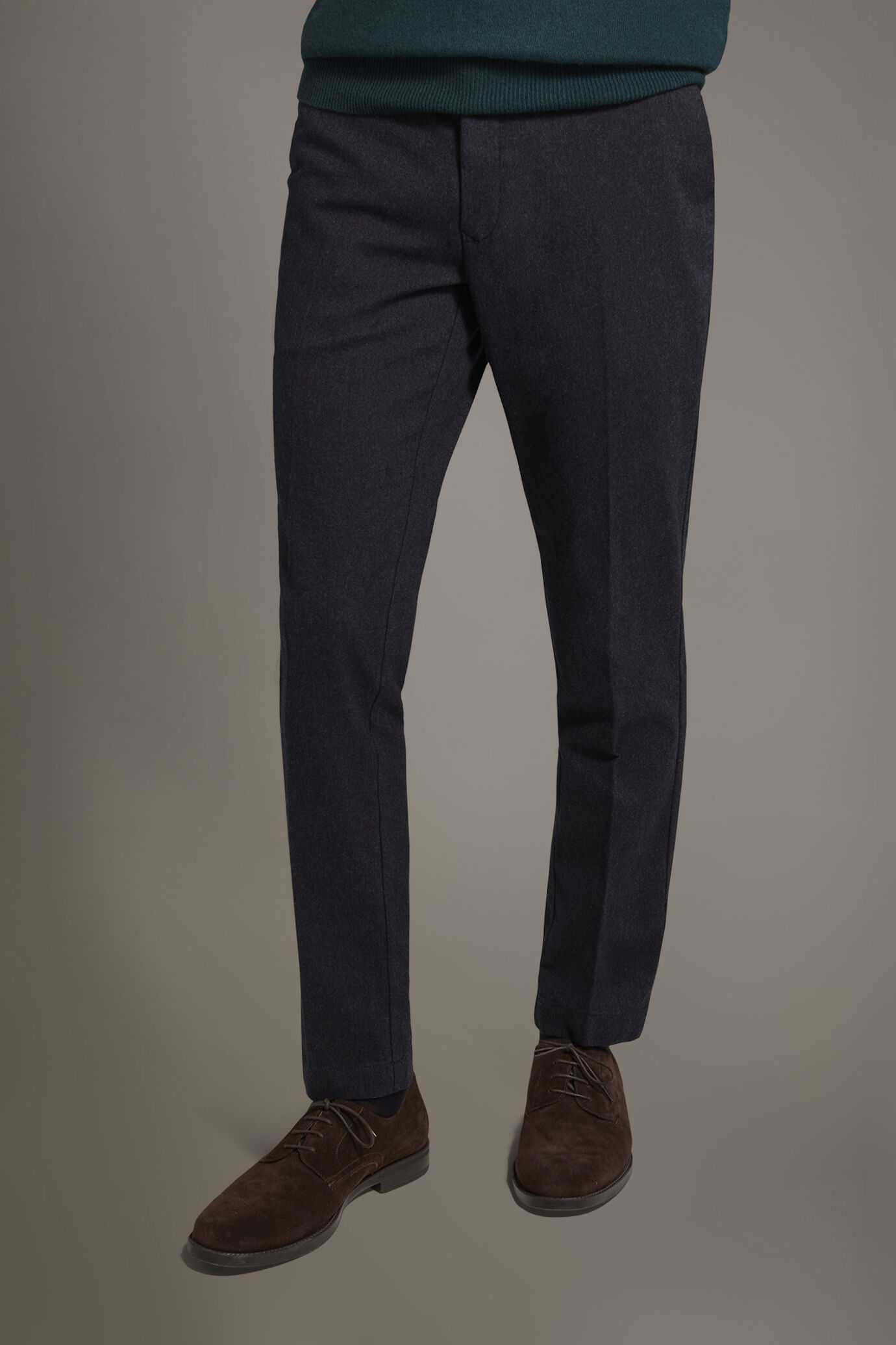 Regular fit chino trousers in twill yarn-dyed melange fabric image number 2