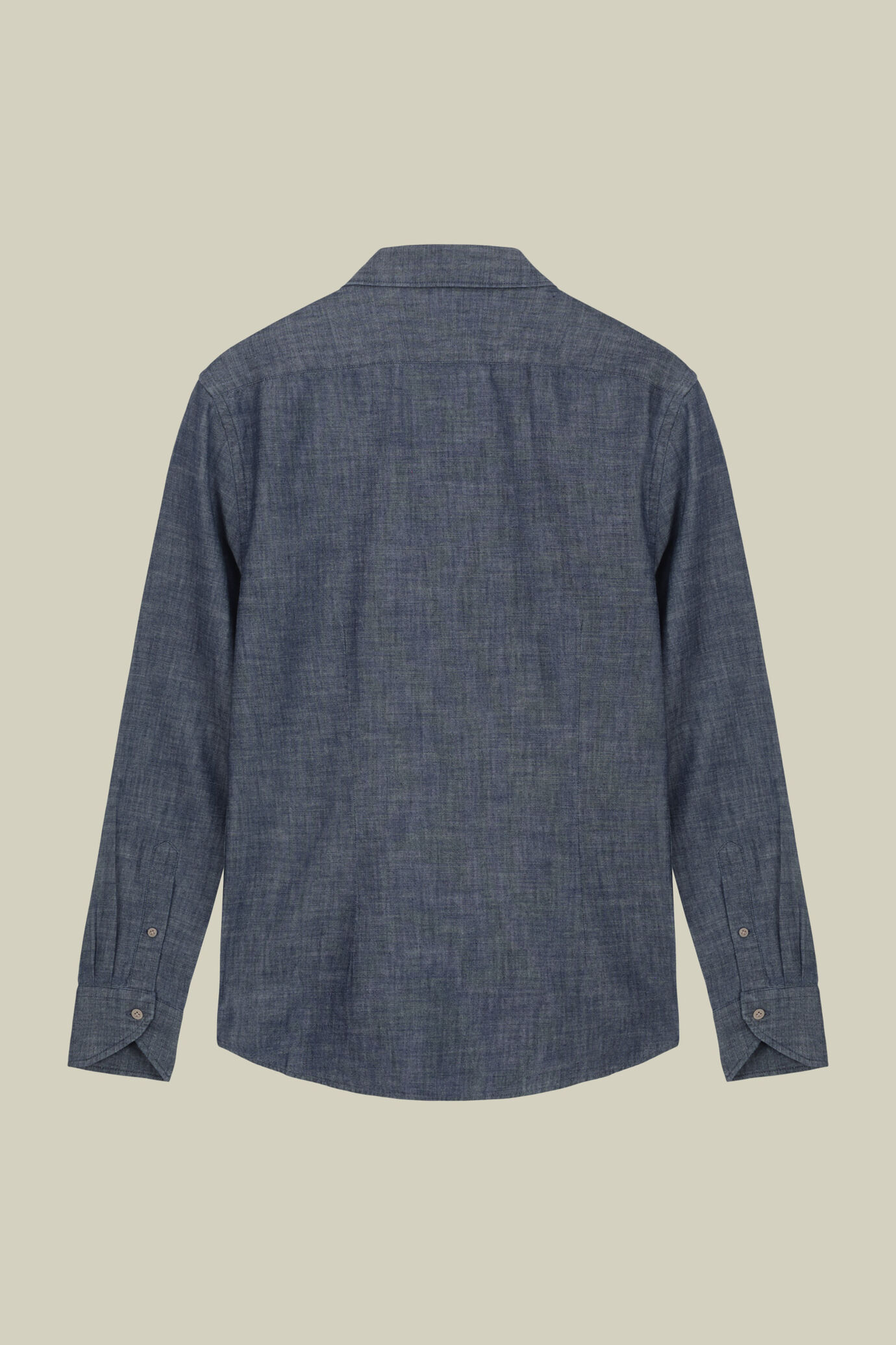 Camicia uomo casual in tessuto 100% cotone chambray lavato image number 5