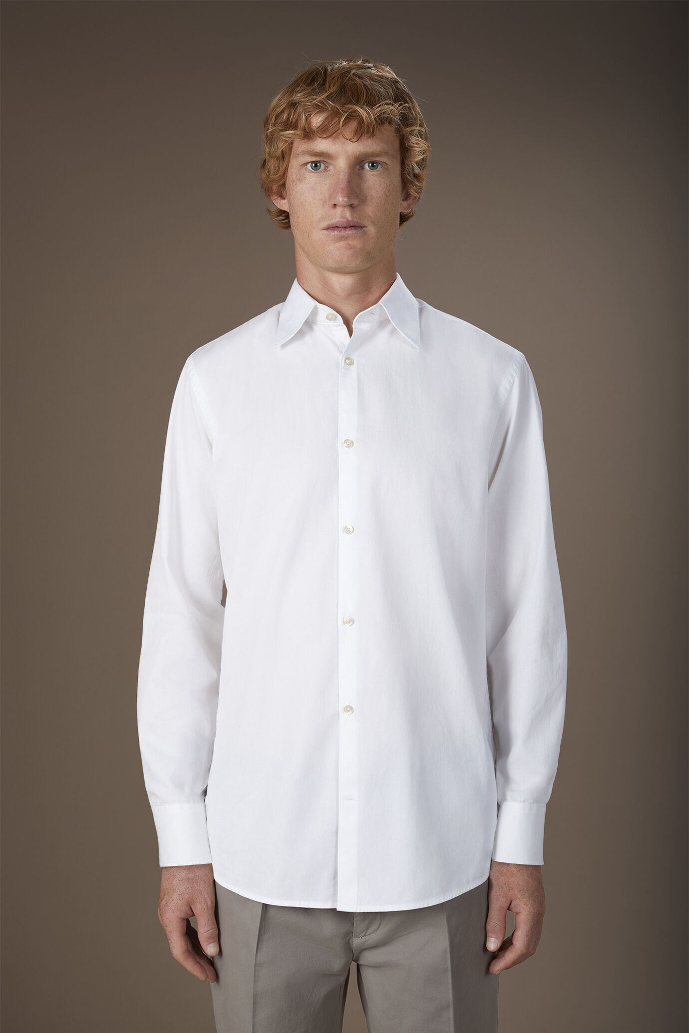 Camicia uomo casual collo classico 100% cotone tessuto gabardine comfort fit