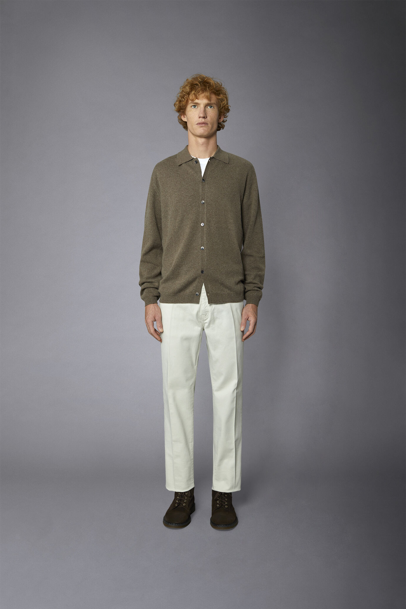 Men's 5-pocket pants washed twill fabric regular fit image number 2