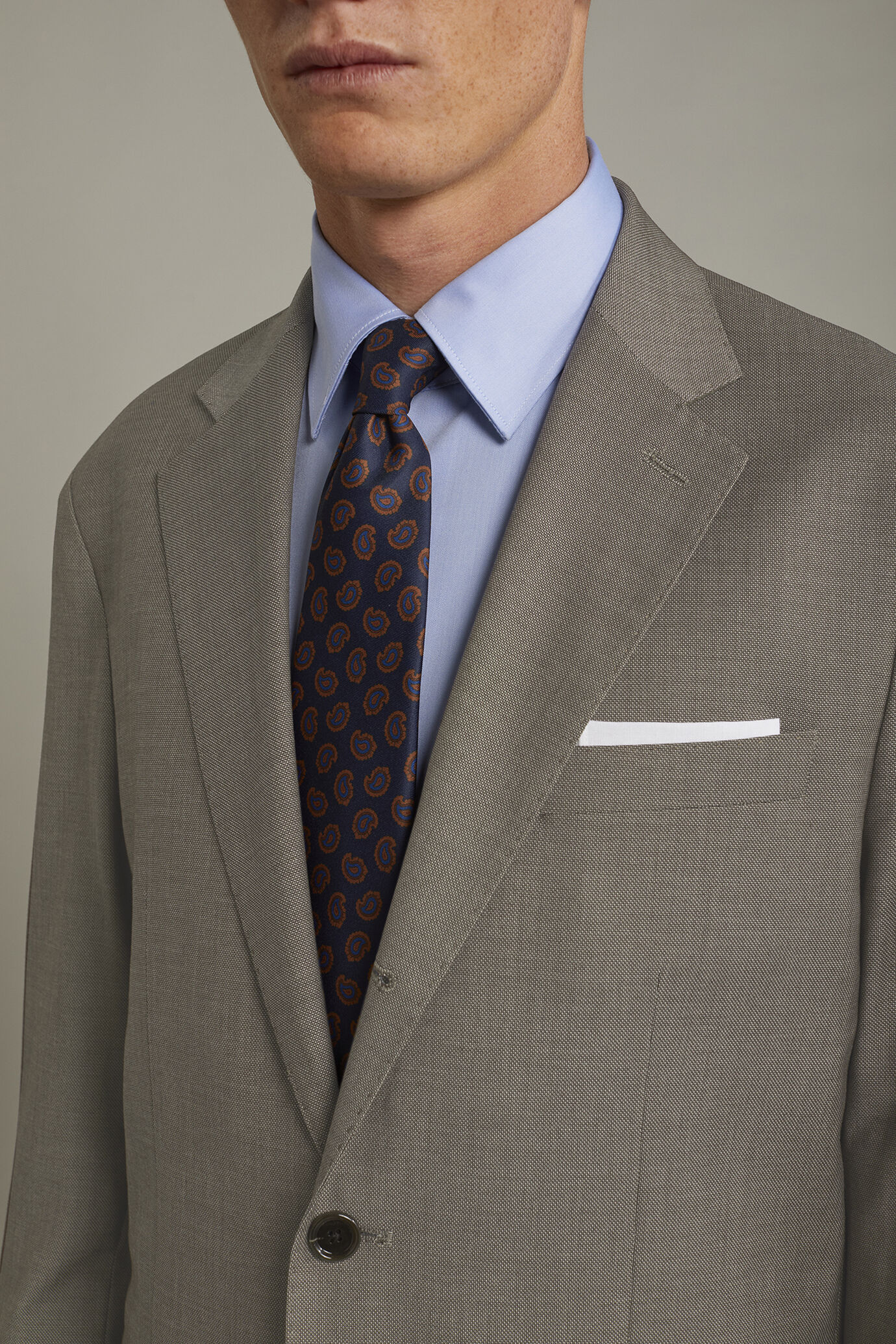 Costume homme à simple boutonnage avec motif œil-de-perdrix coupe régulière image number 3