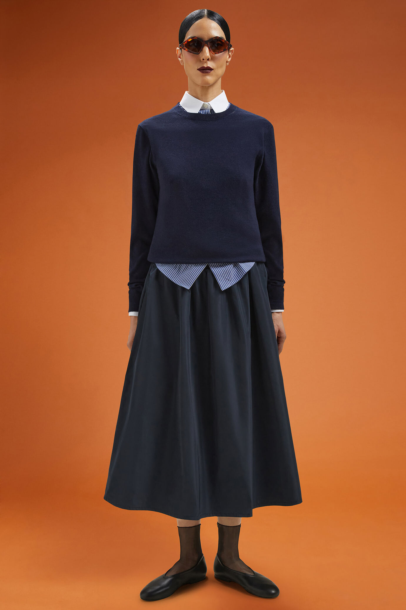 Pull col rond pour femme, coupe classique, en laine et cachemire image number 2