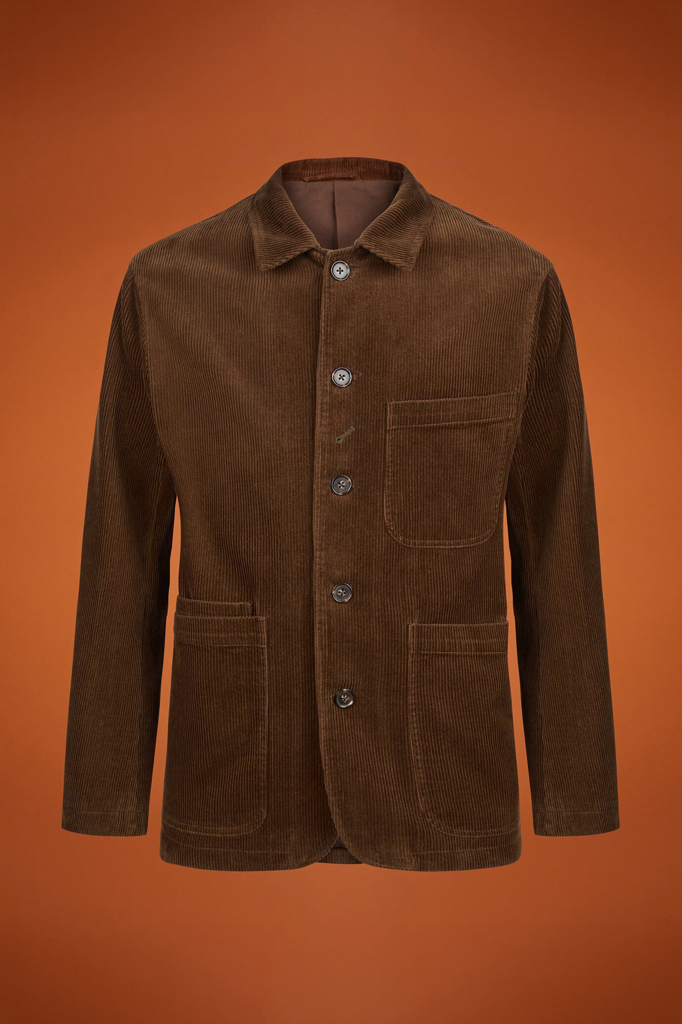 Veste homme à trois poches, 100% coton, en velours côtelé, coupe classique