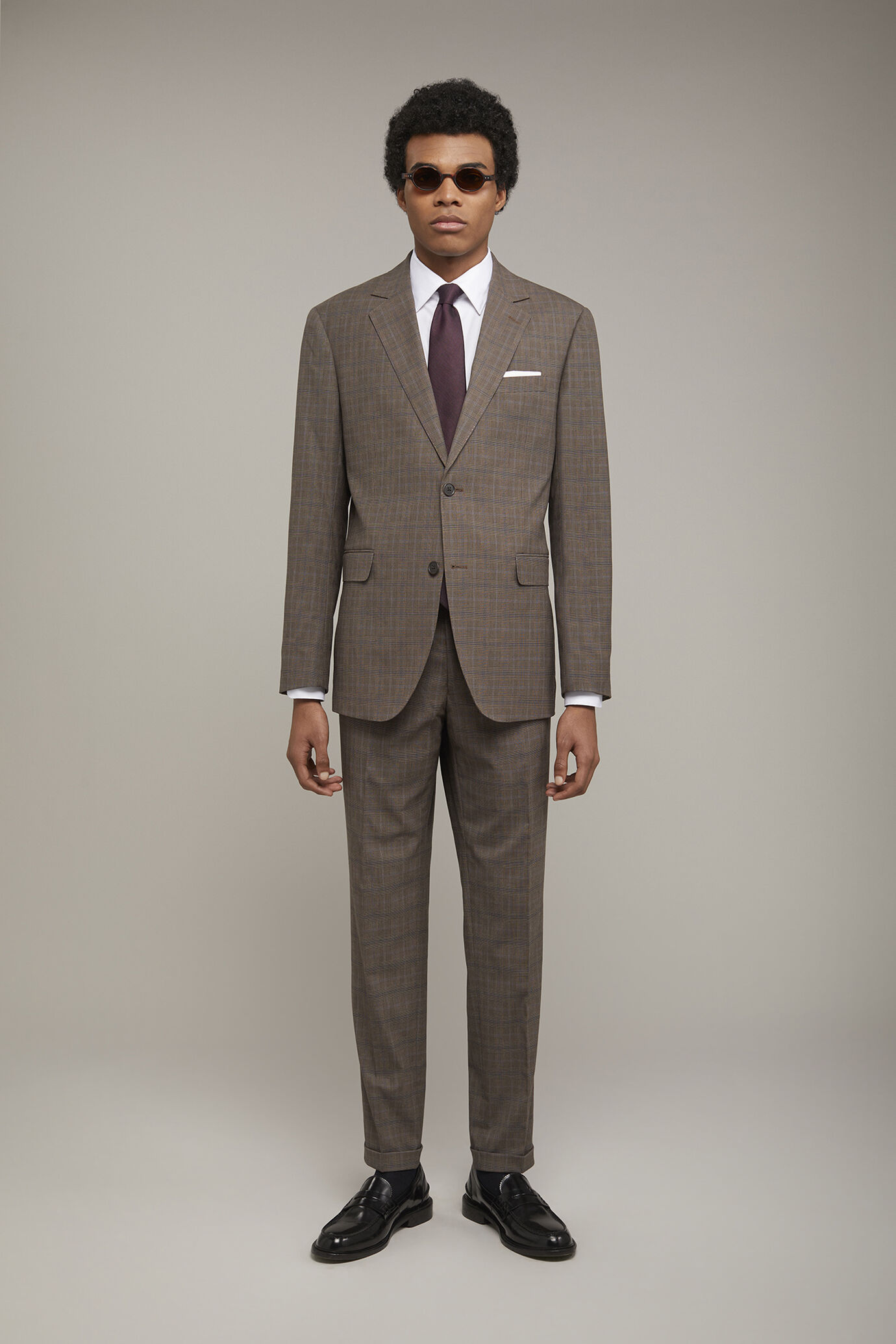 Men's single-breasted suit Prince of Wales stretch fabric image number 0