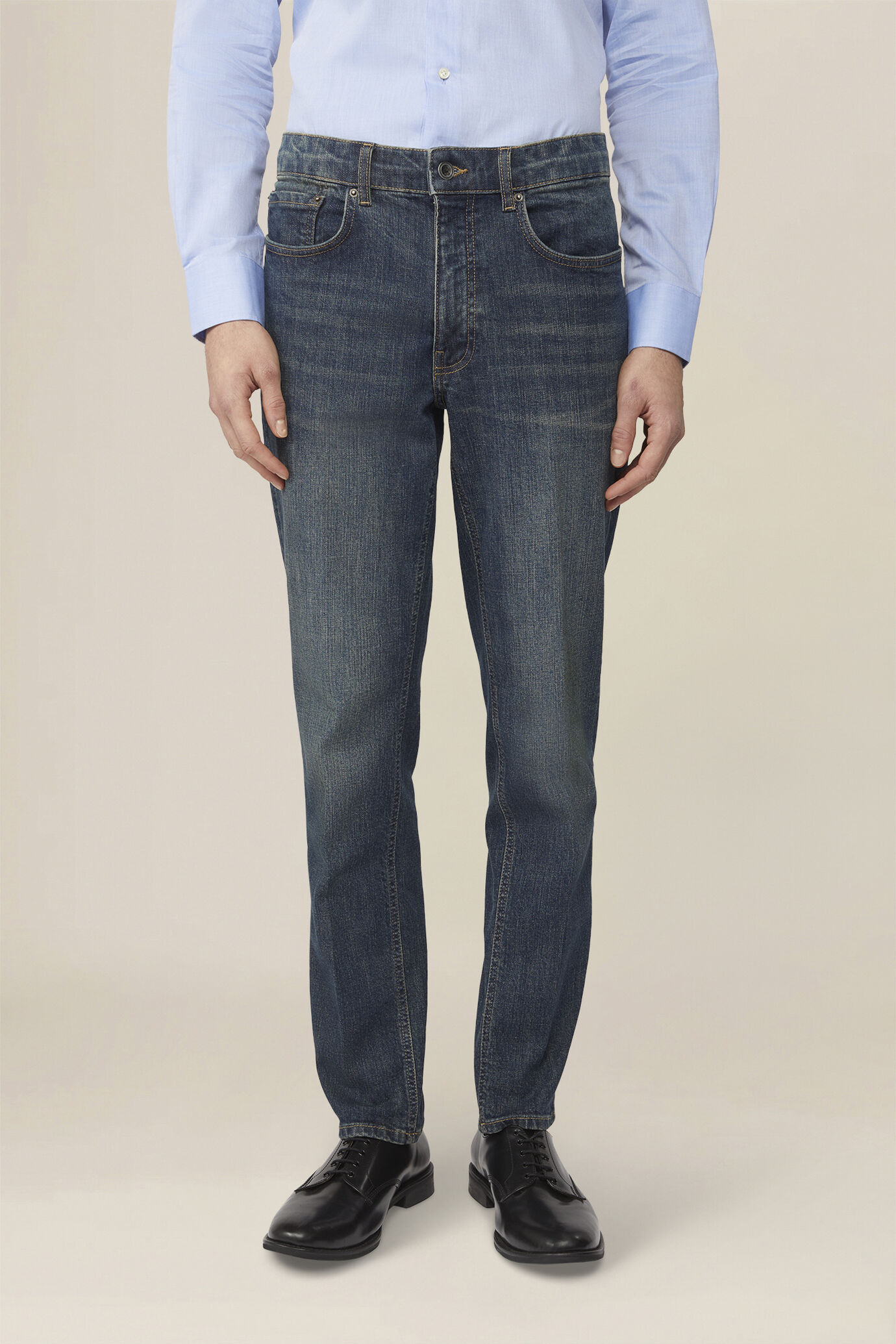Jean 5 poches pour homme en denim moyen image number 1