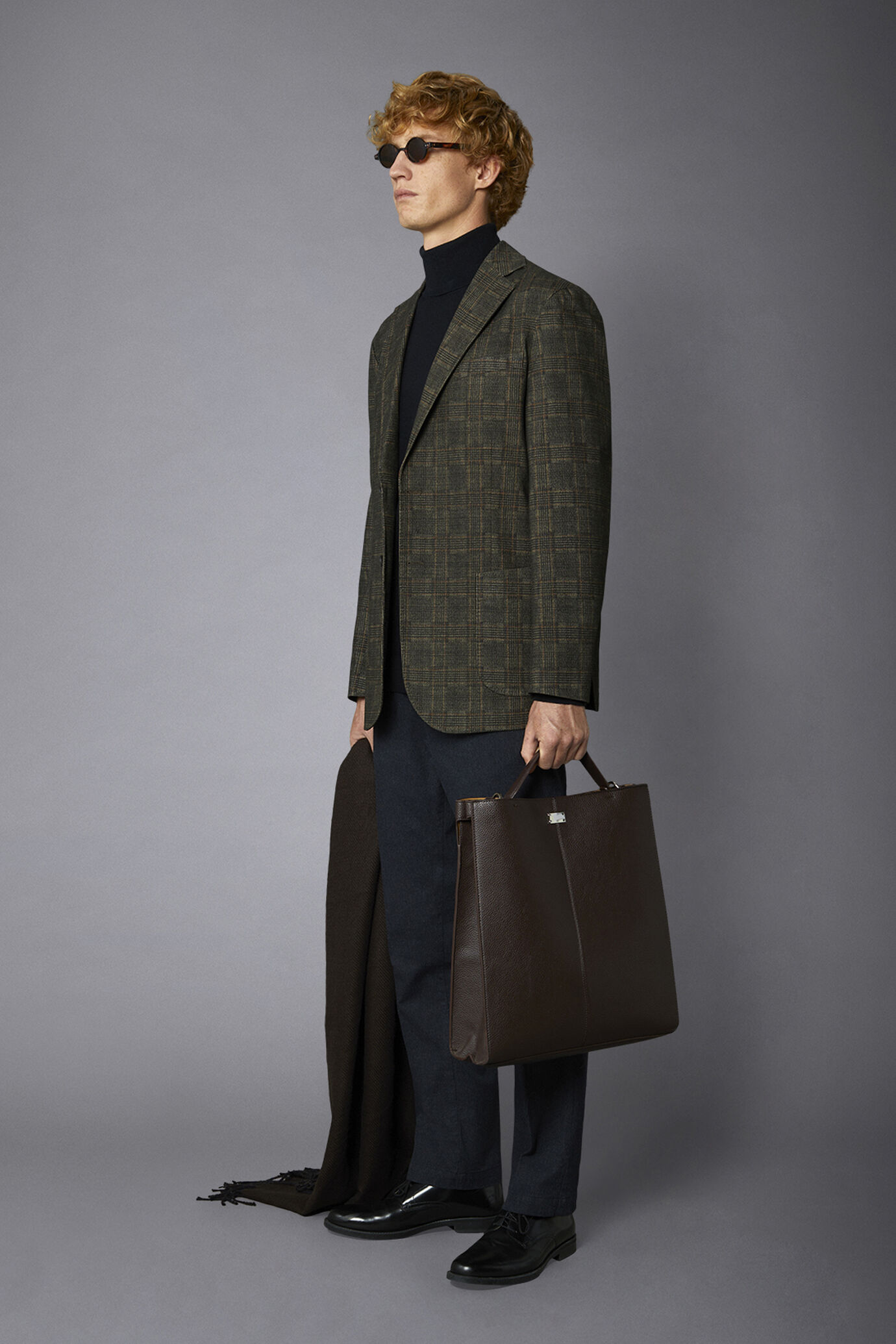 Regular fit genderless single-breasted jacket Prince of Wales fabric image number 2