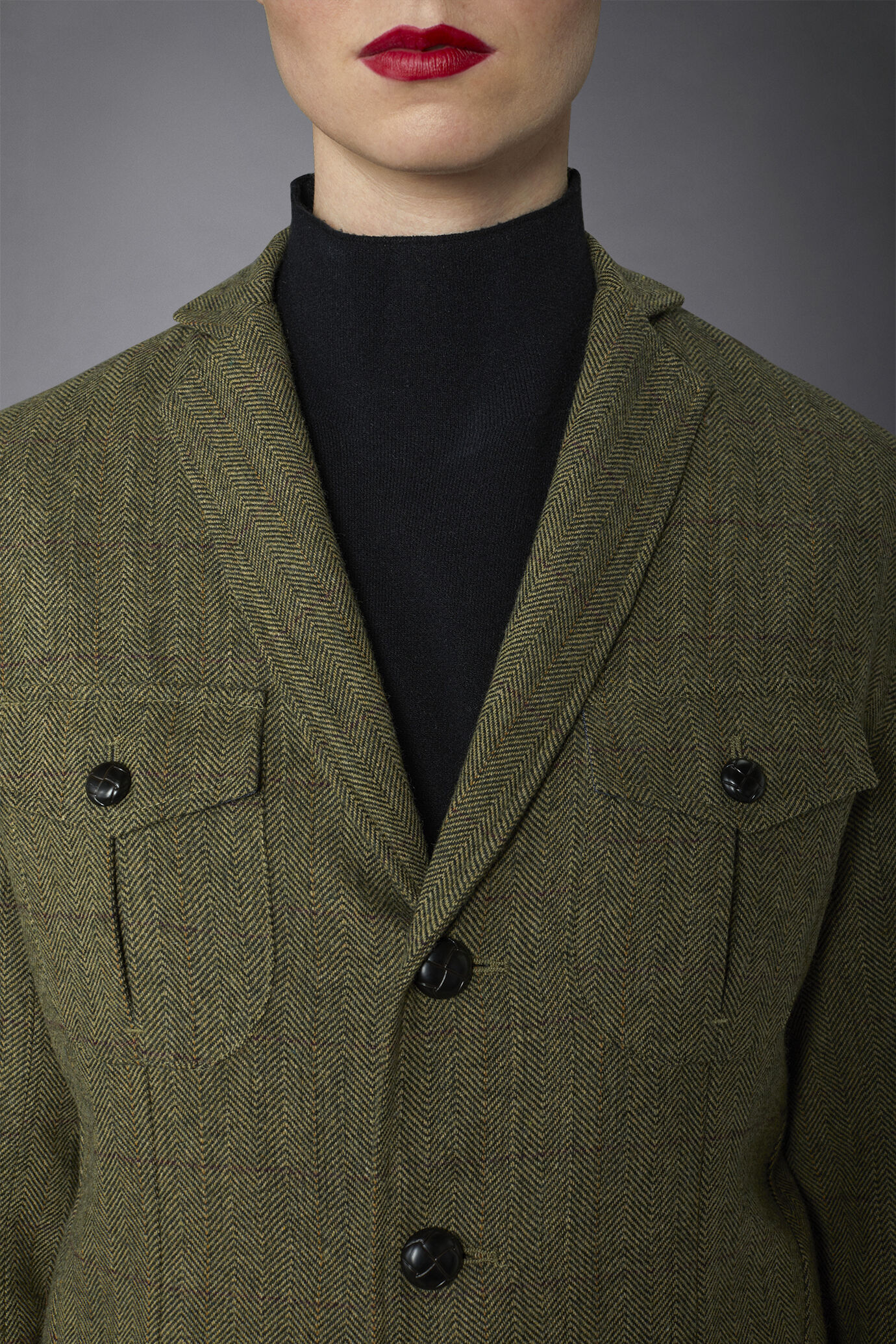 Genderless wool blend field jacket with herringbone pattern regular fit image number 7