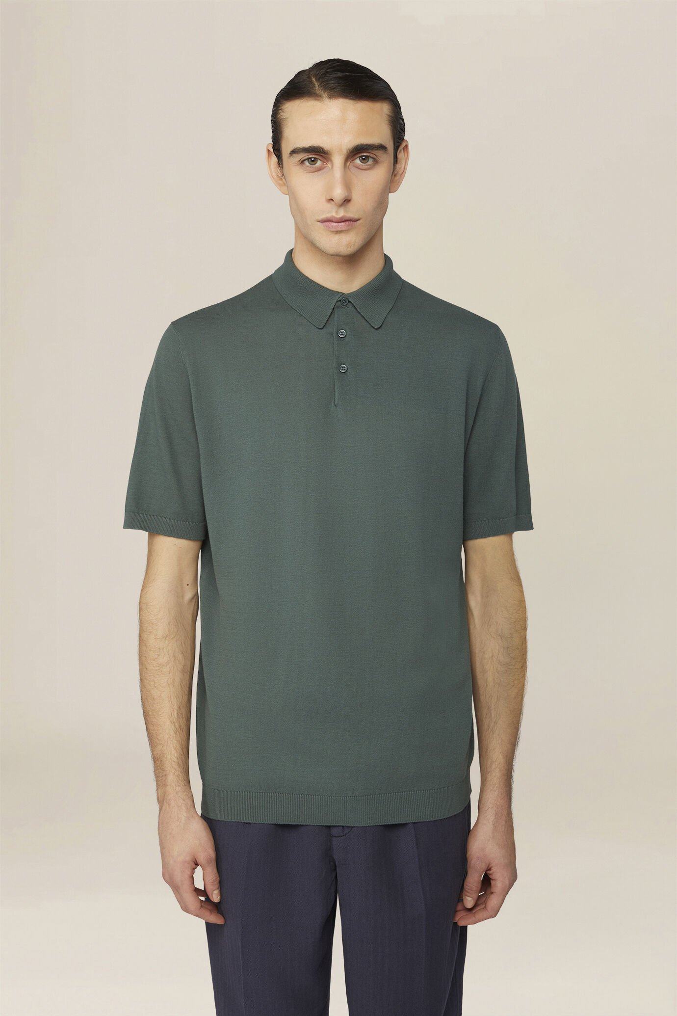 Men's regular fit 100% cotton knitted polo shirt image number 0