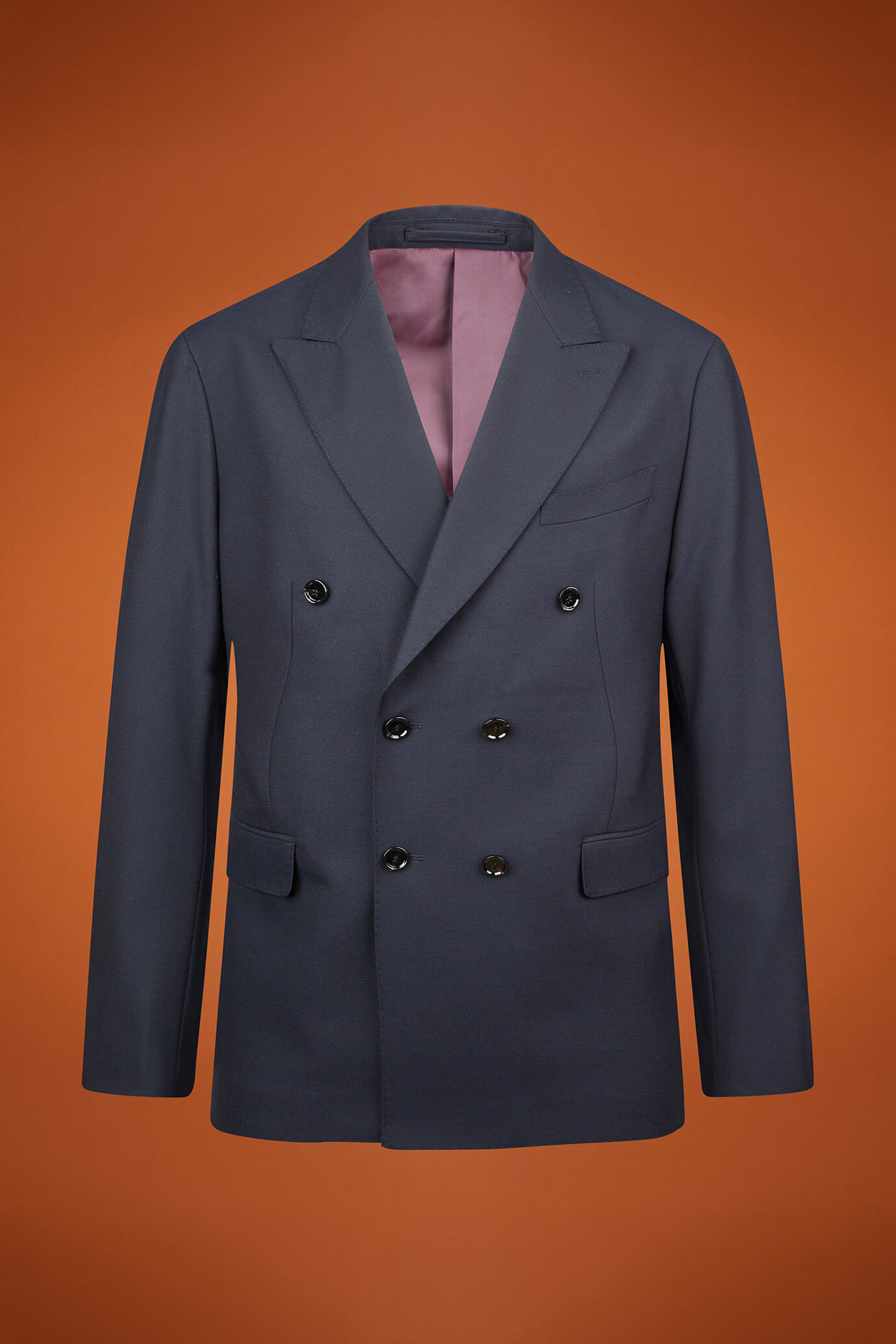 Men's regular fit double-breasted suit featuring a jacket with peak lapels in dobby fabric image number 4