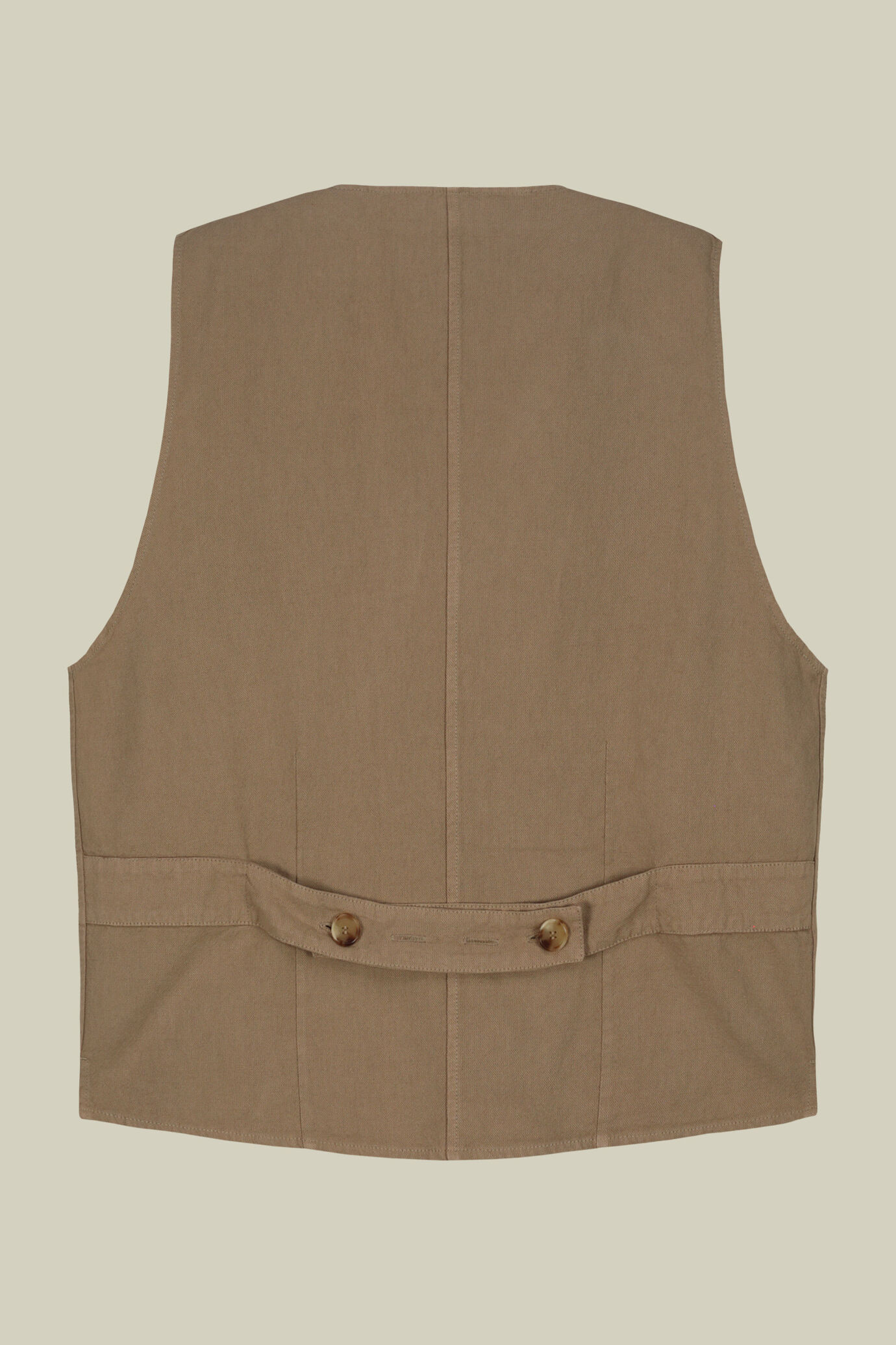 Gilet homme avec poches plaquées et col V en lin et coton image number 5