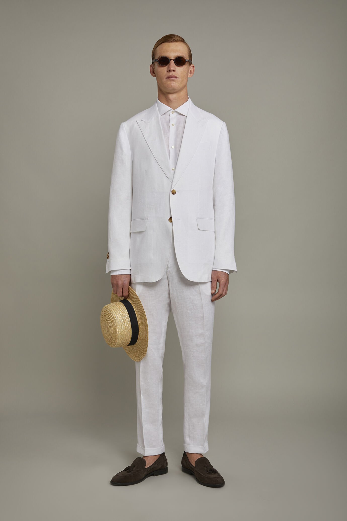 Abito uomo monopetto 100% lino regular fit image number 0