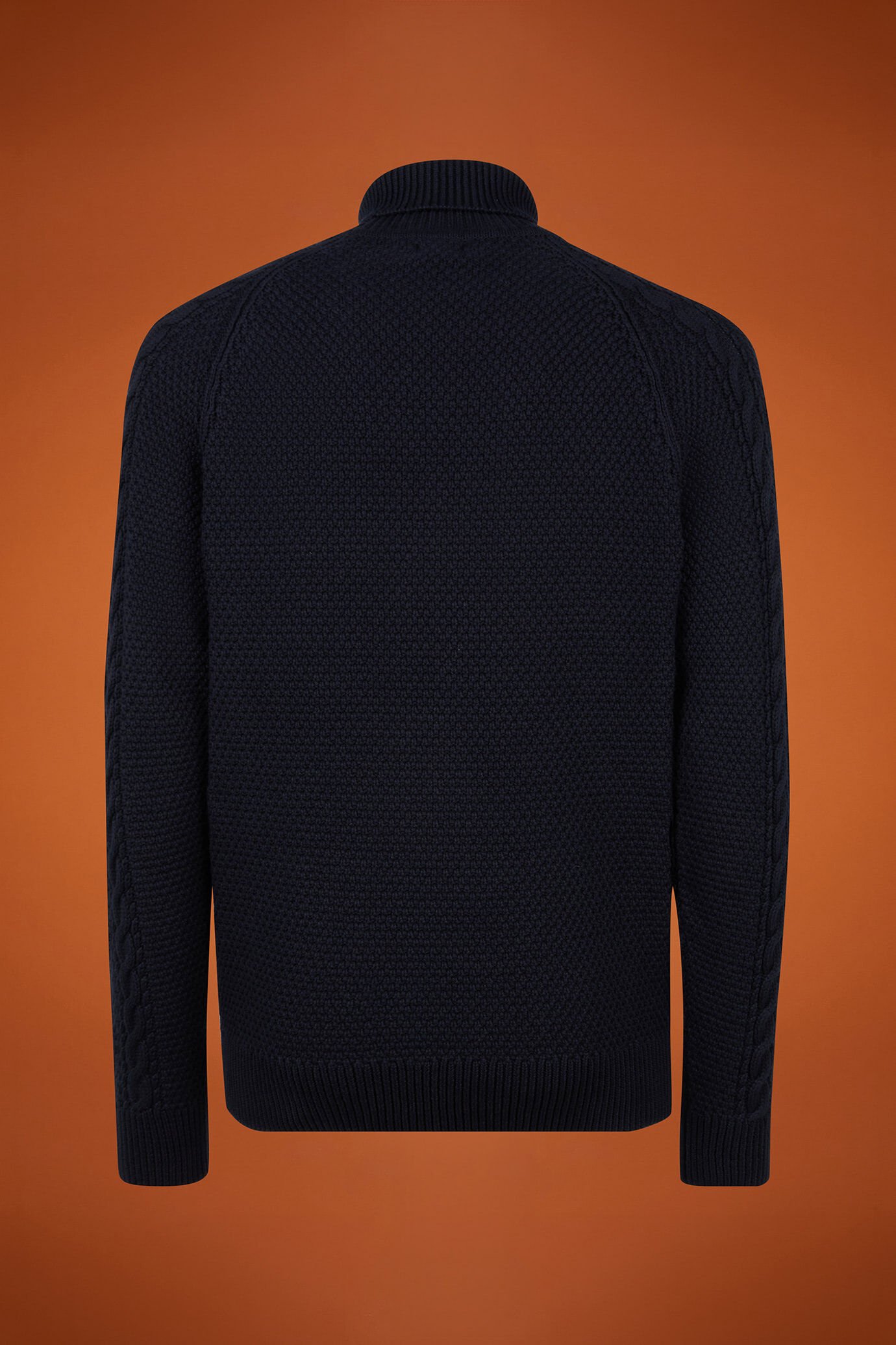 Herren-Pullover mit hohem Ausschnitt aus 100 % Baumwolle mit Zopfstrick in normaler Passform image number 5