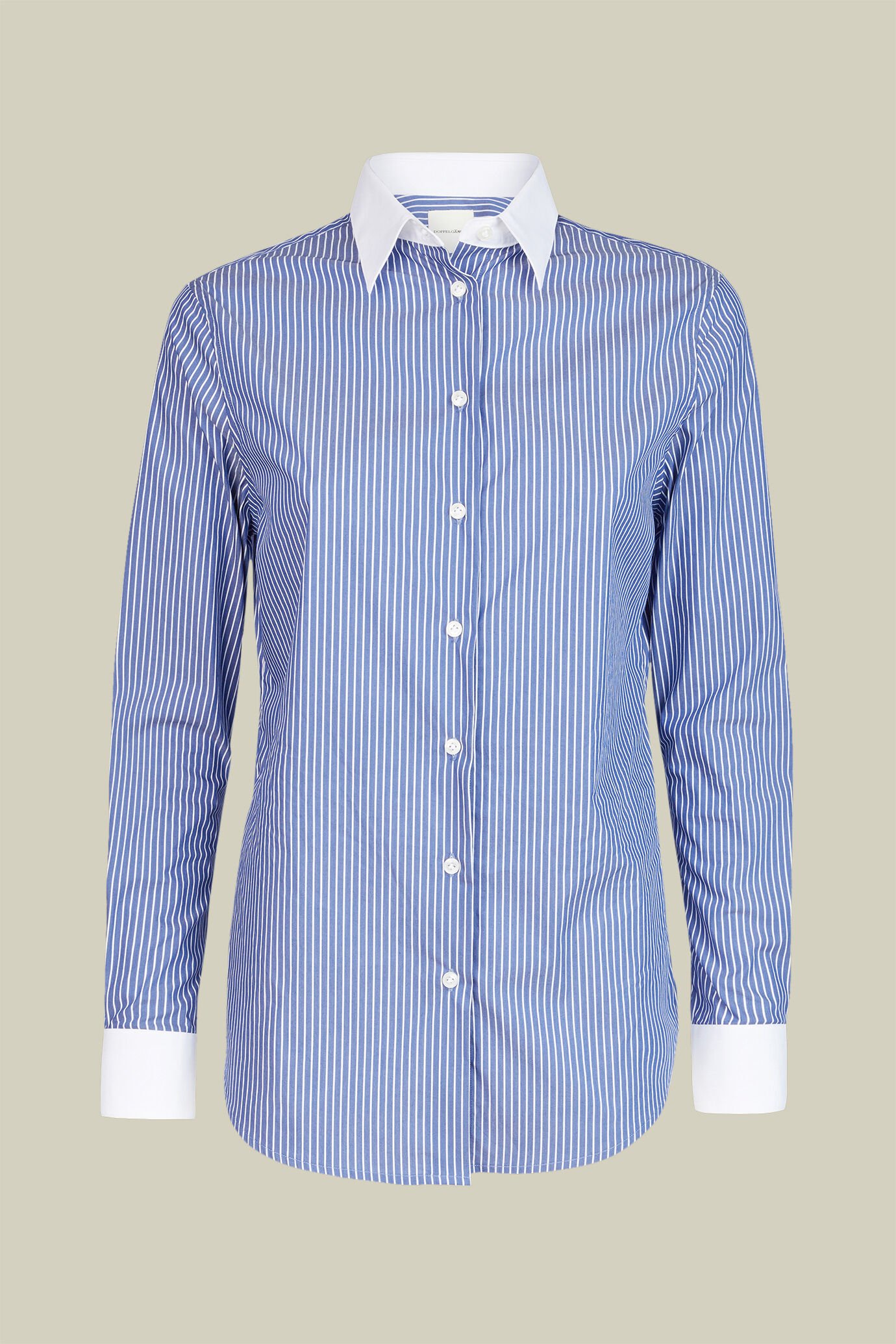 Women's classic shirt in yarn-dyed striped fabric with white collar and cuffs regular fit image number 4