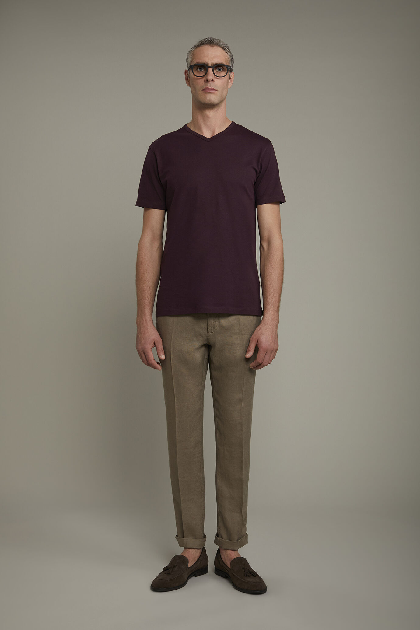 Pantalone chino 100% lino regular fit image number 2