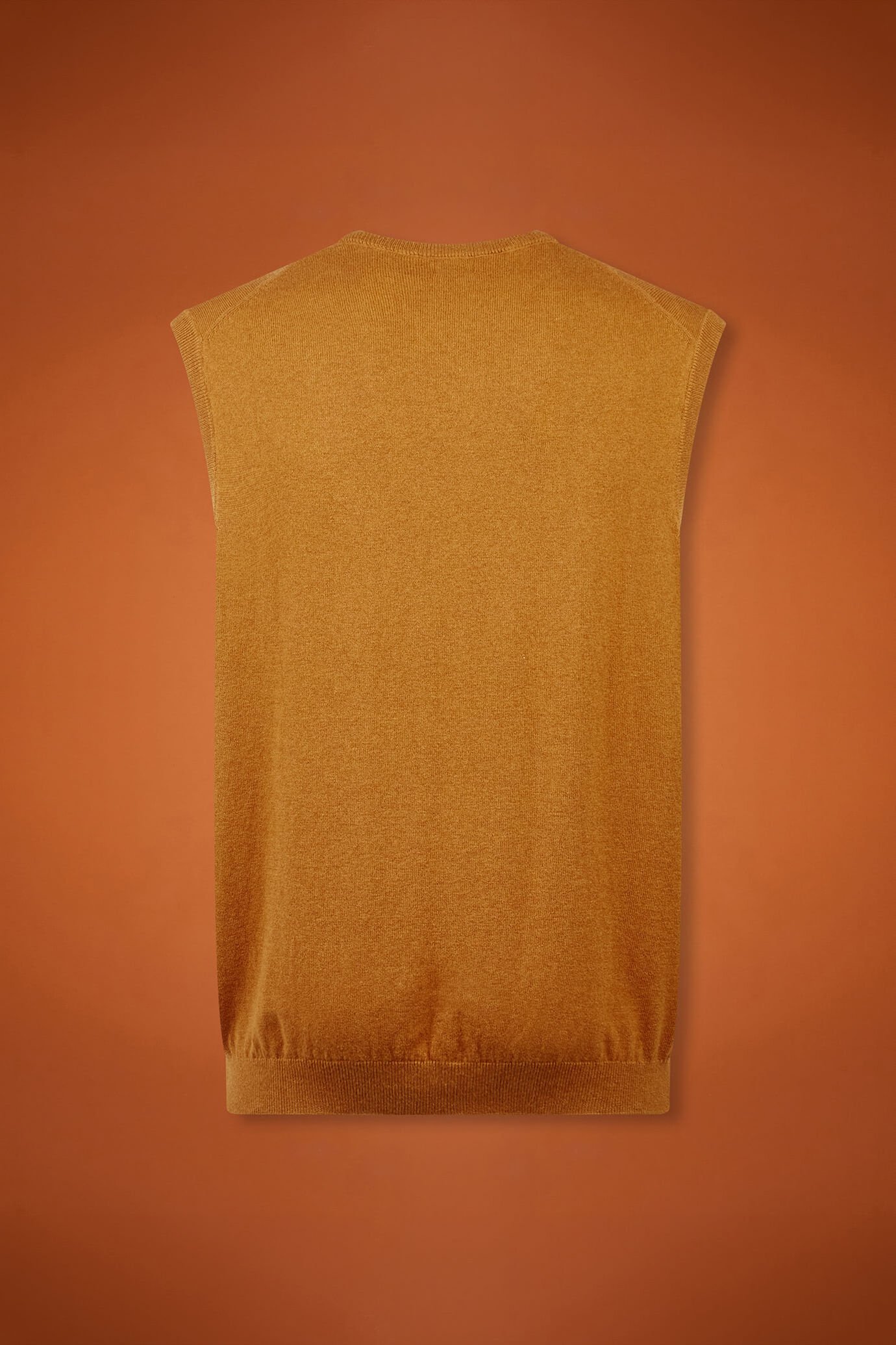 Men's regular fit crew neck tank top in wool and cotton image number 6