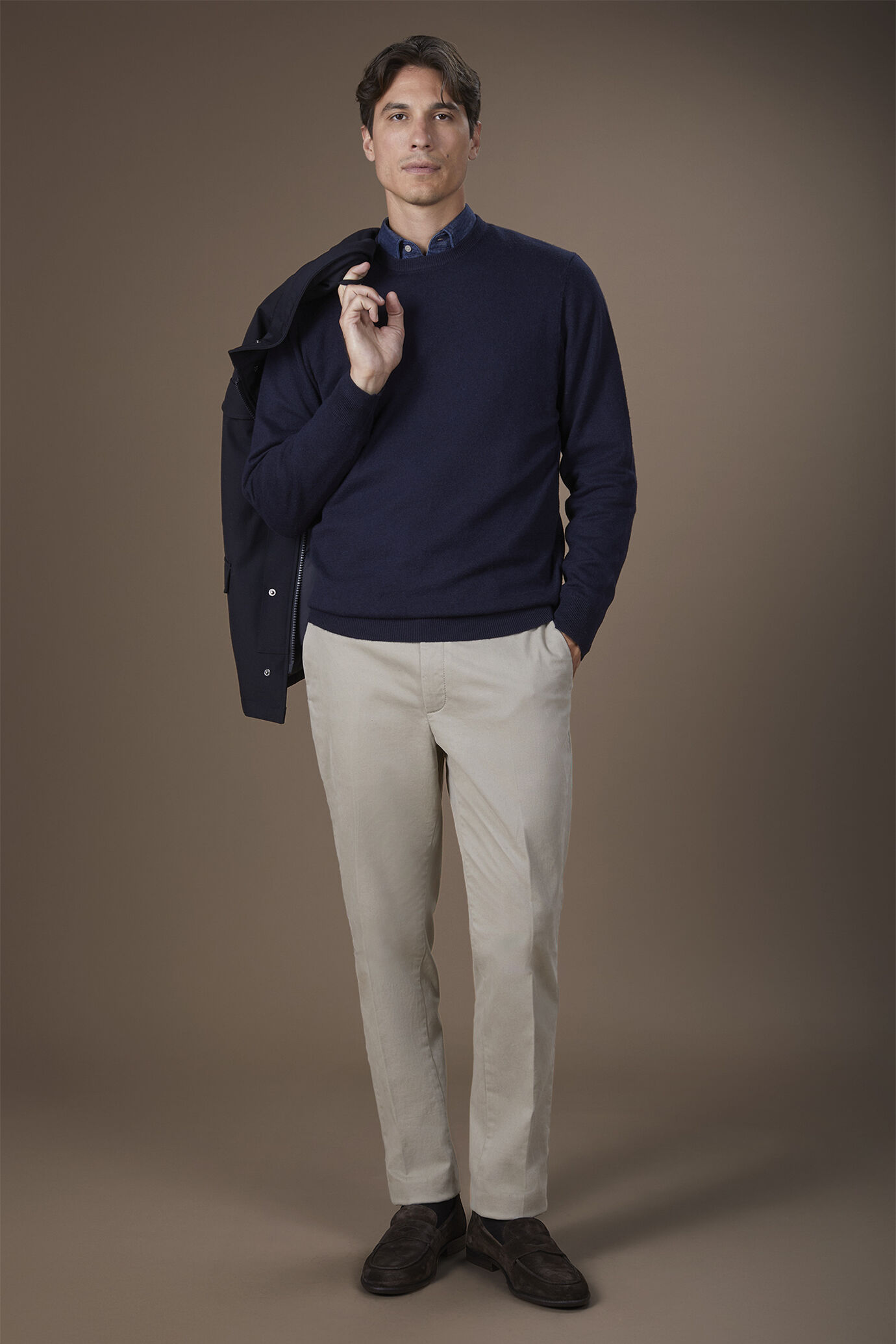 Maglia uomo girocollo lana e cotone regular fit image number 1