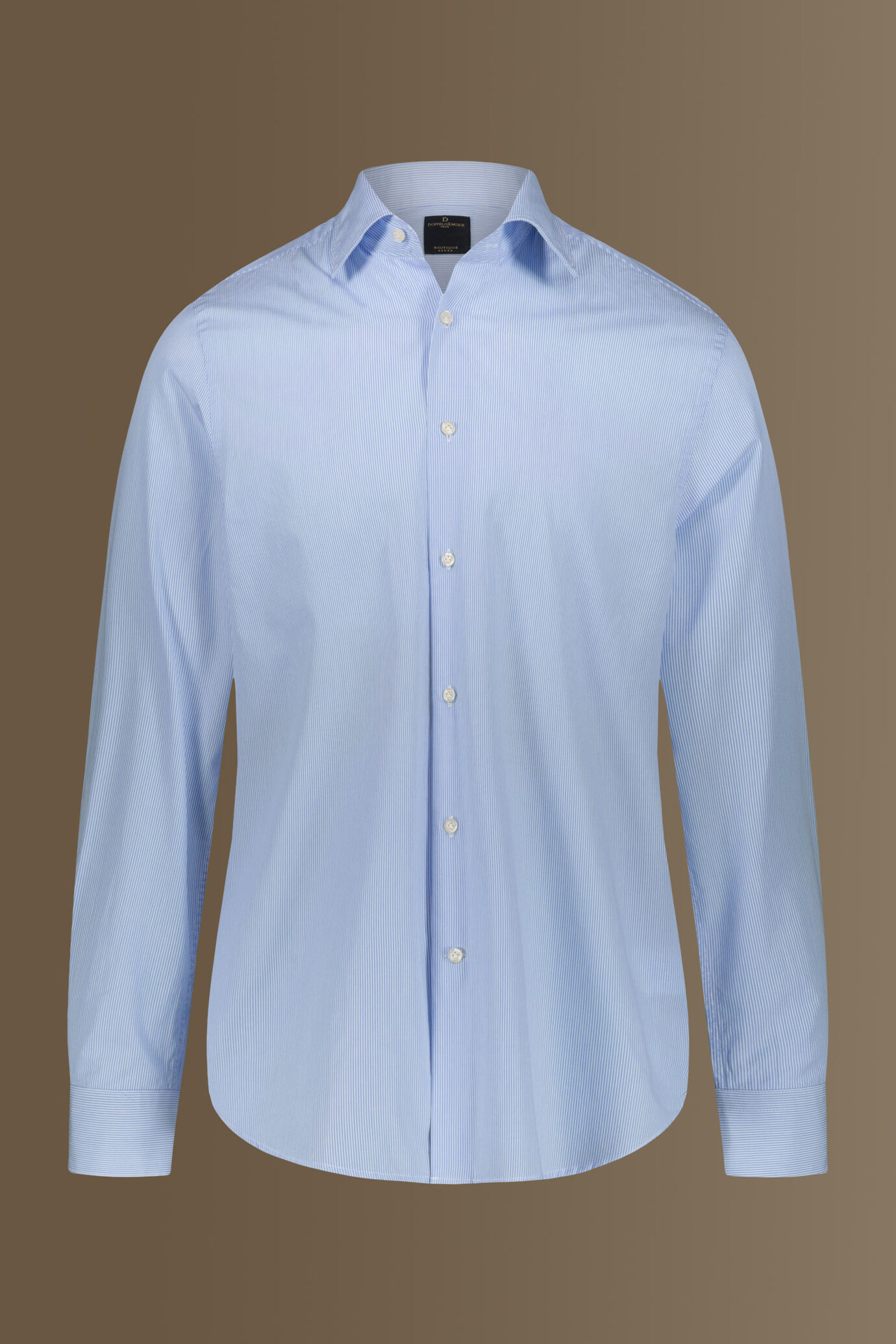 Camicia classica lavata uomo collo francese tinto filo popeline rigato image number 3