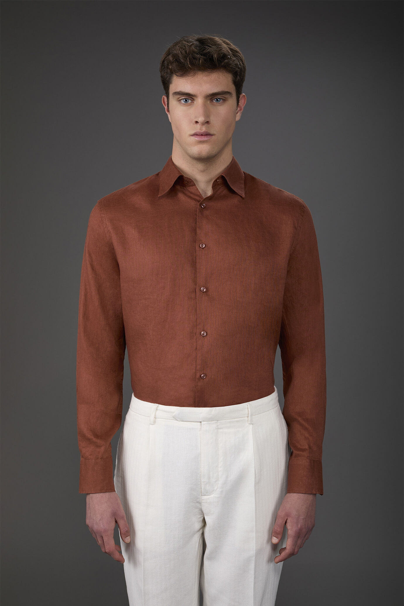 Camicia uomo casual collo classico 100% lino image number 0