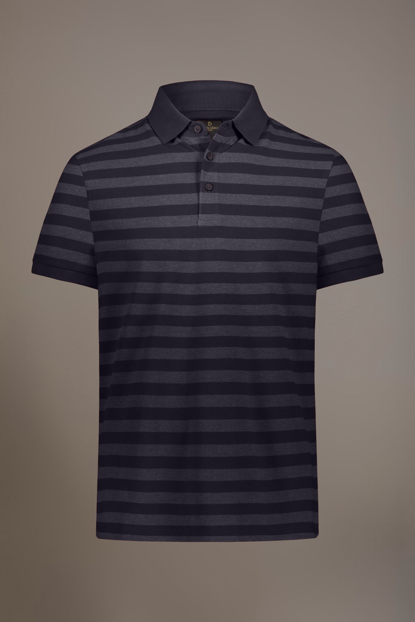 Striped short sleeves melange polo cotton blend image number 3