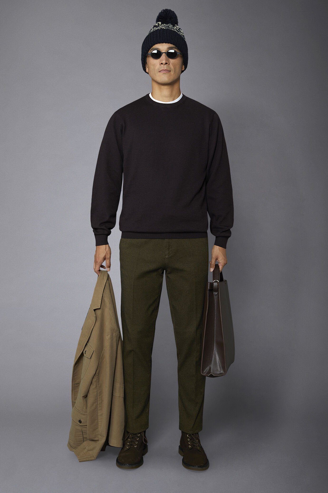 Men's chino pants woven cotton wool hand weave armored