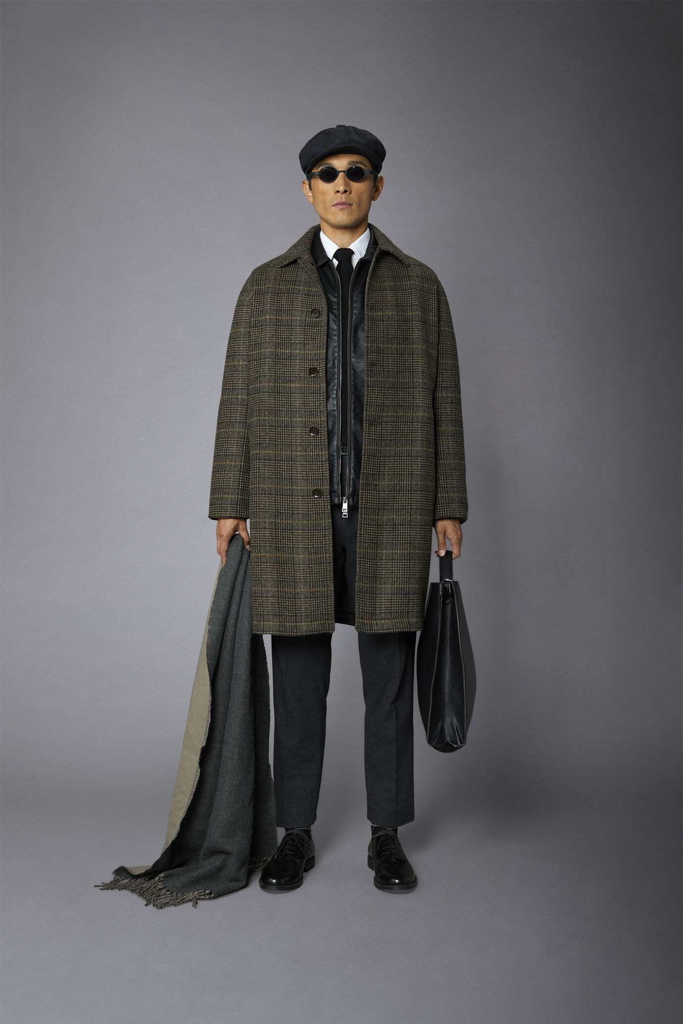Manteau loden boutonnage simple mélange de laine à carreaux image number 2