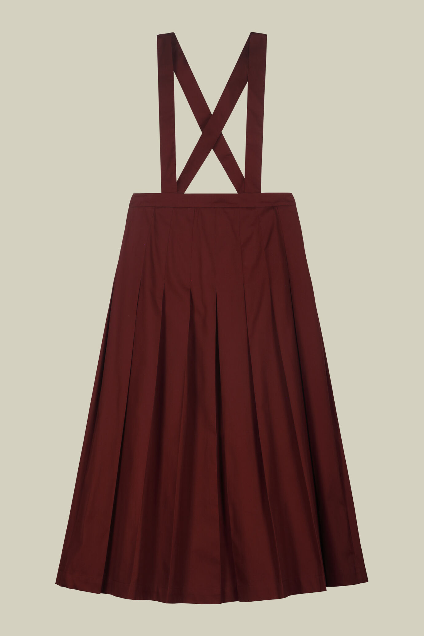 Long pleated skirt in linen and cotton blend with removable straps image number 4