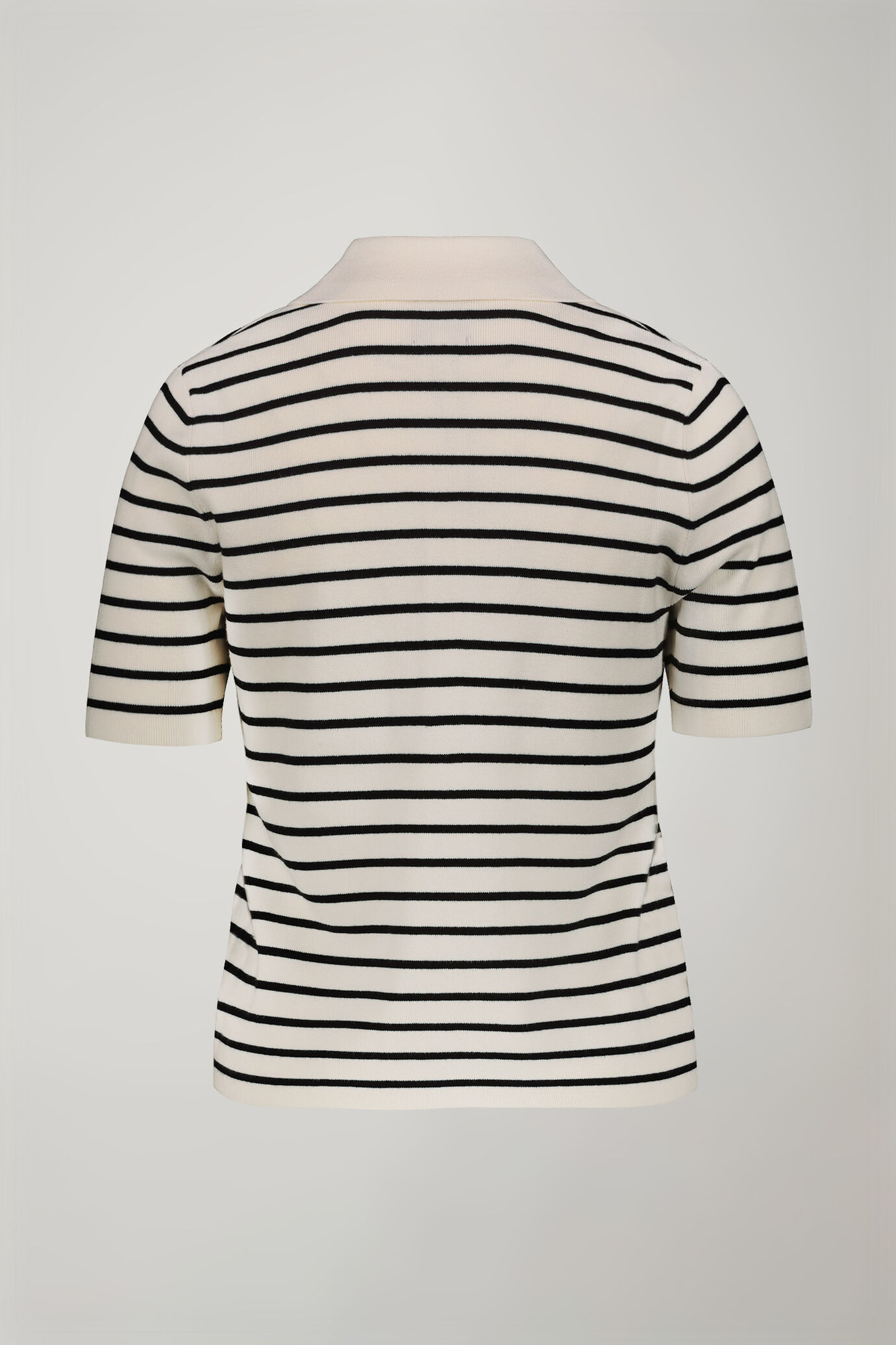 Gestreiftes kurzärmeliges Damen-Poloshirt aus Strick image number 5