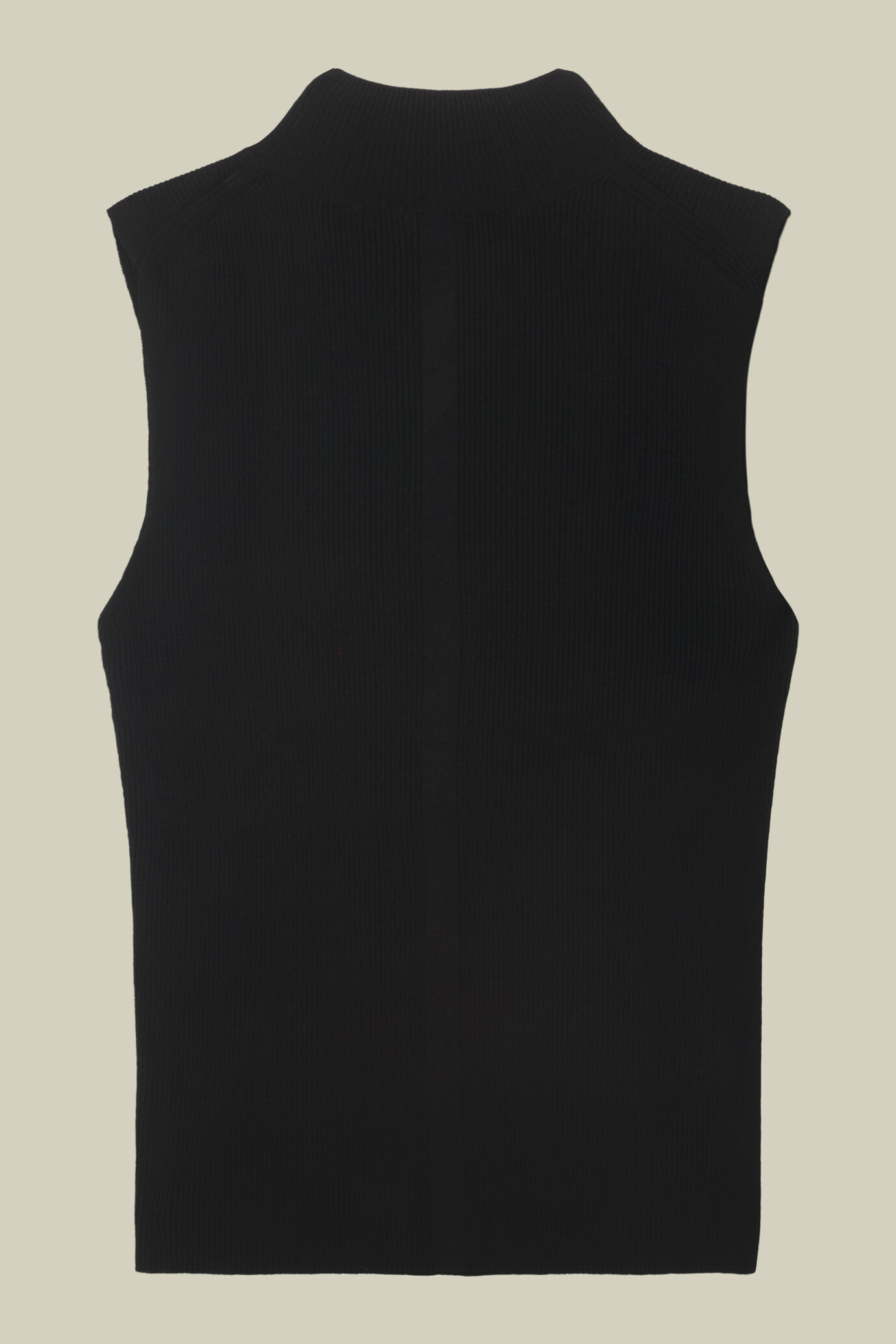 Maglia donna lupetto senza maniche con motivo sul centro davanti e sul centro dietro image number 5