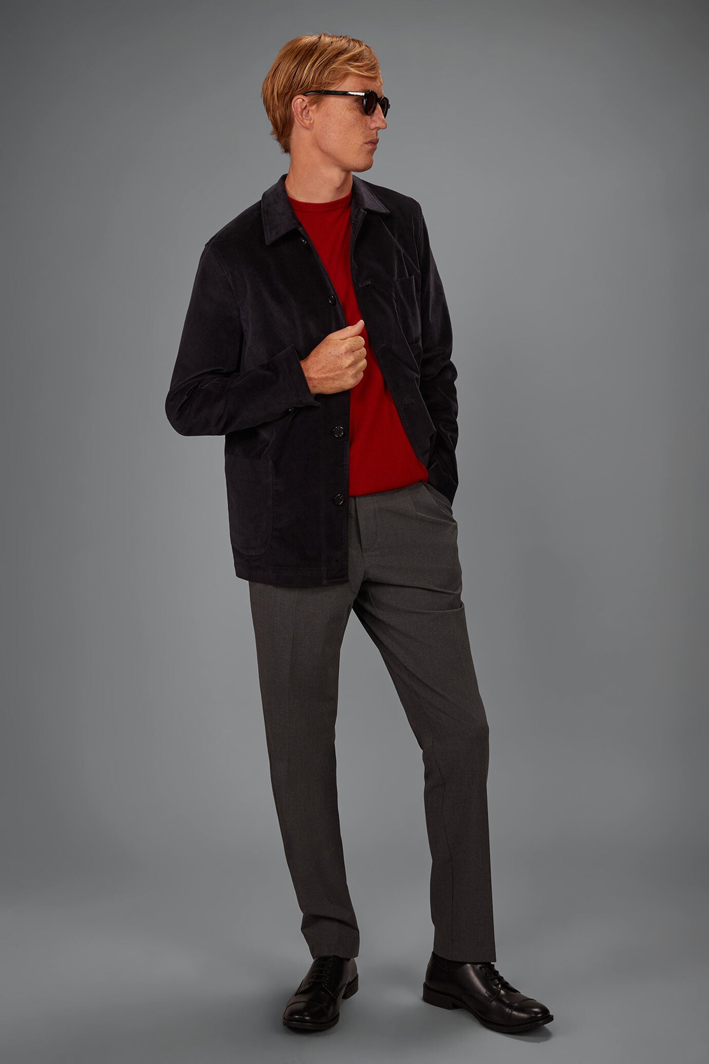 Shacket uomo sfoderata in velluto regular fit image number 0