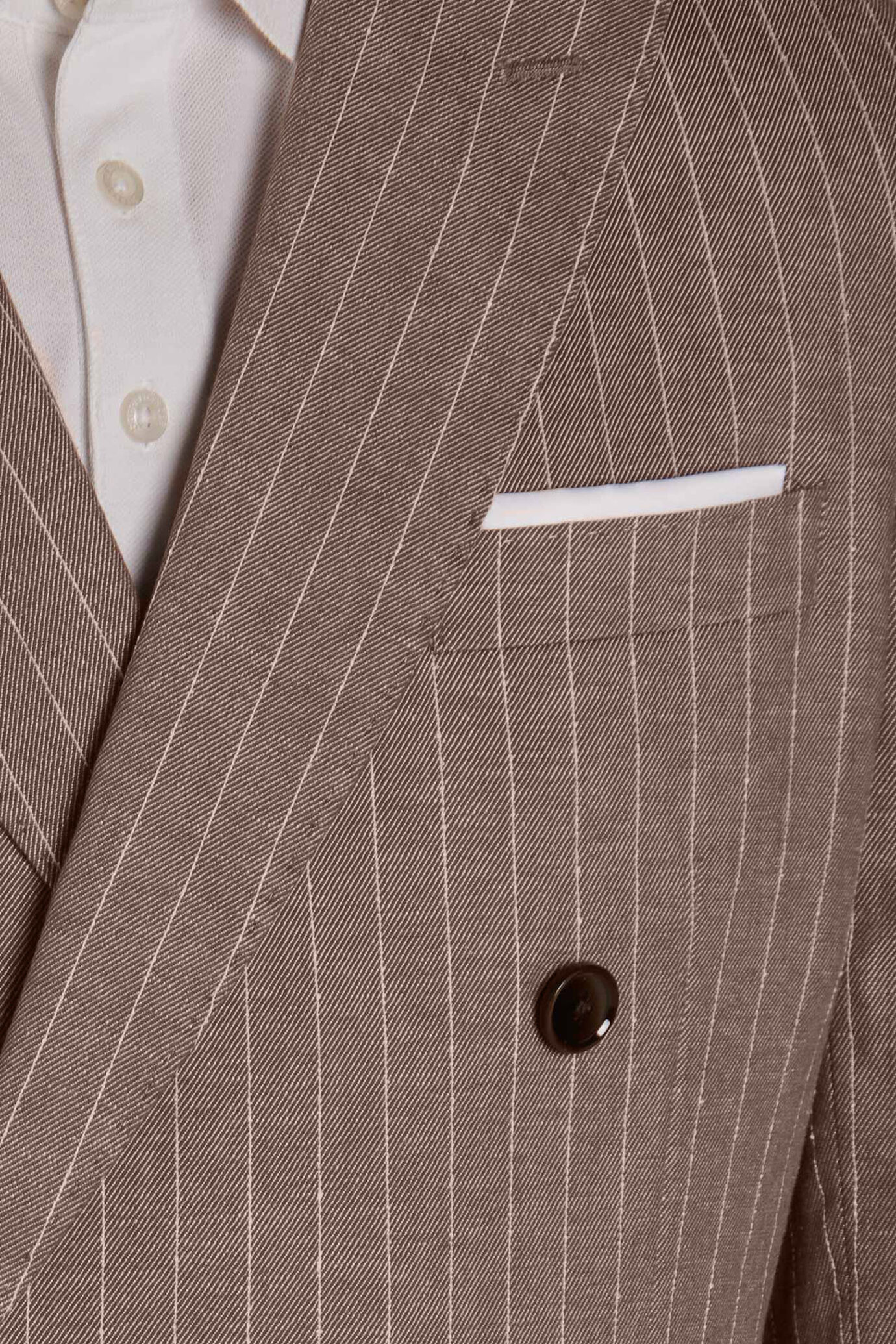 Double breasted jacket peak lapel pinstripepatch pocketslinen cotton blend image number 4