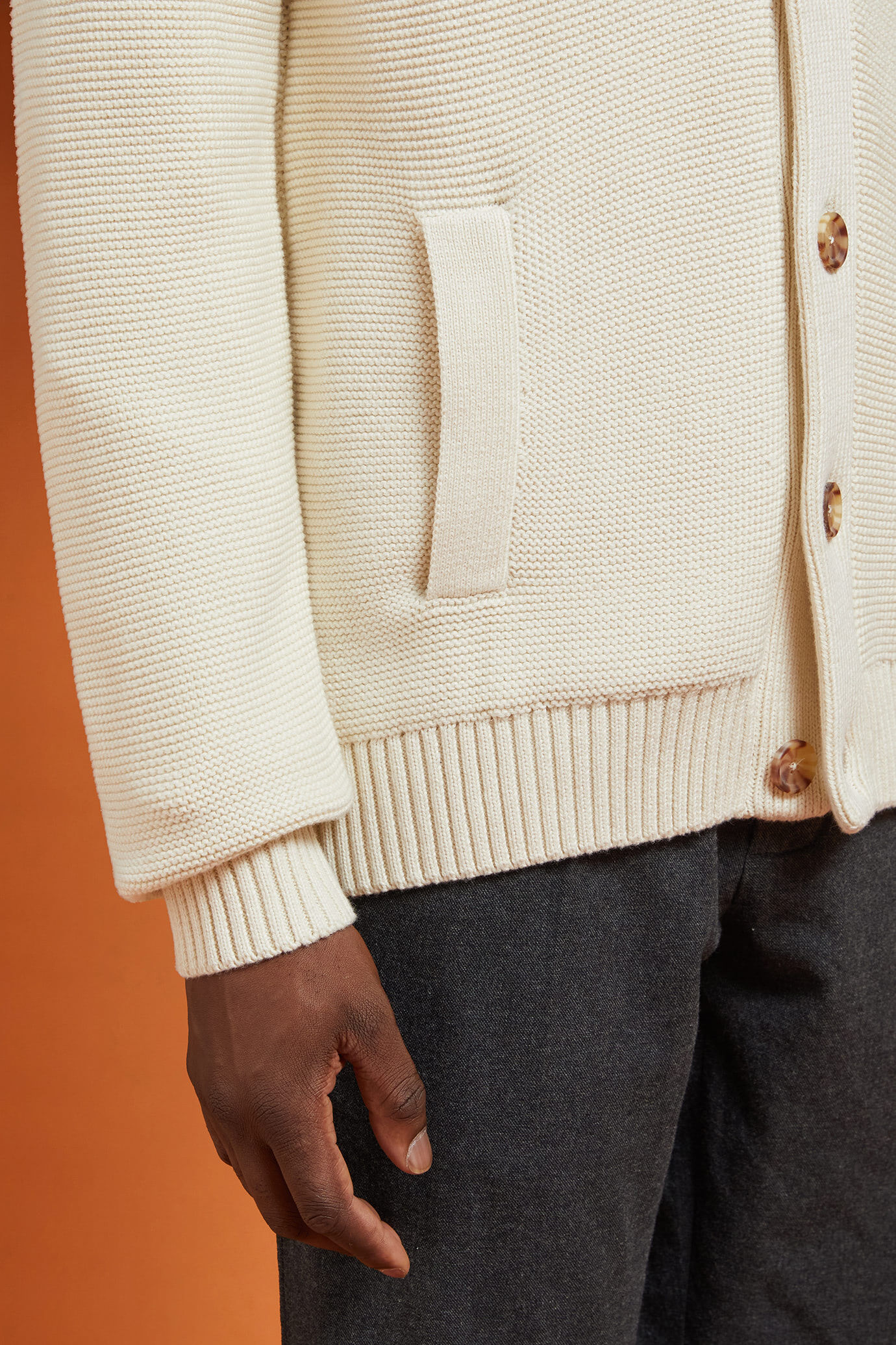 Men's regular fit shawl neck cardigan in 100% cotton image number 2